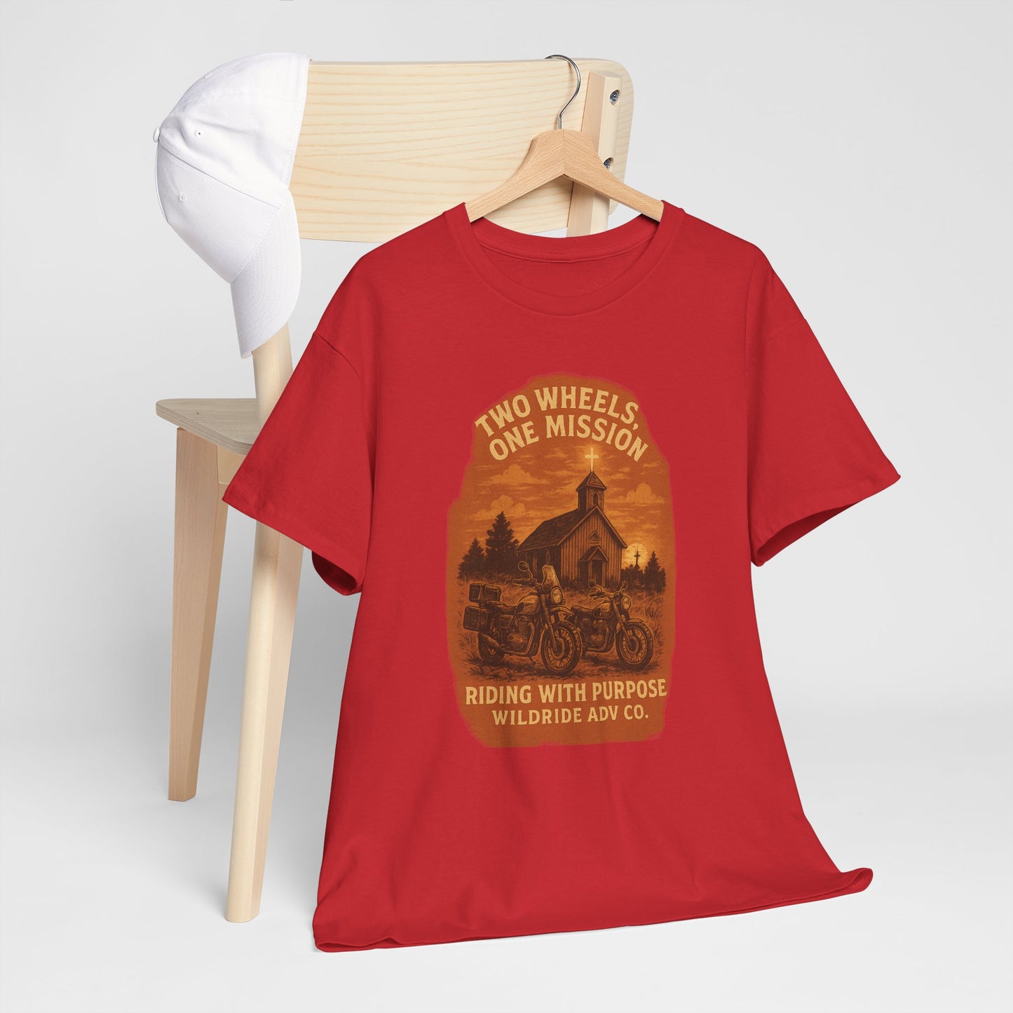 Adventure Motorcycle T-Shirt, Two Wheels One Mission Tee
