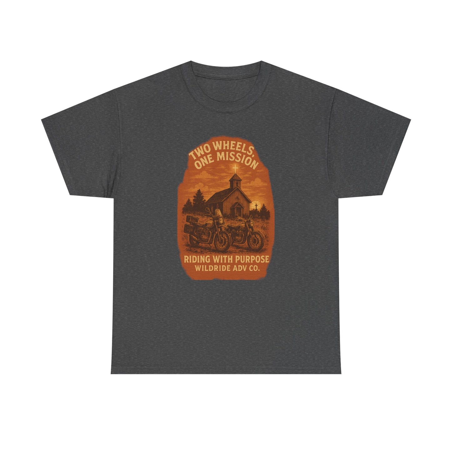 Adventure Motorcycle T-Shirt, Two Wheels One Mission Tee