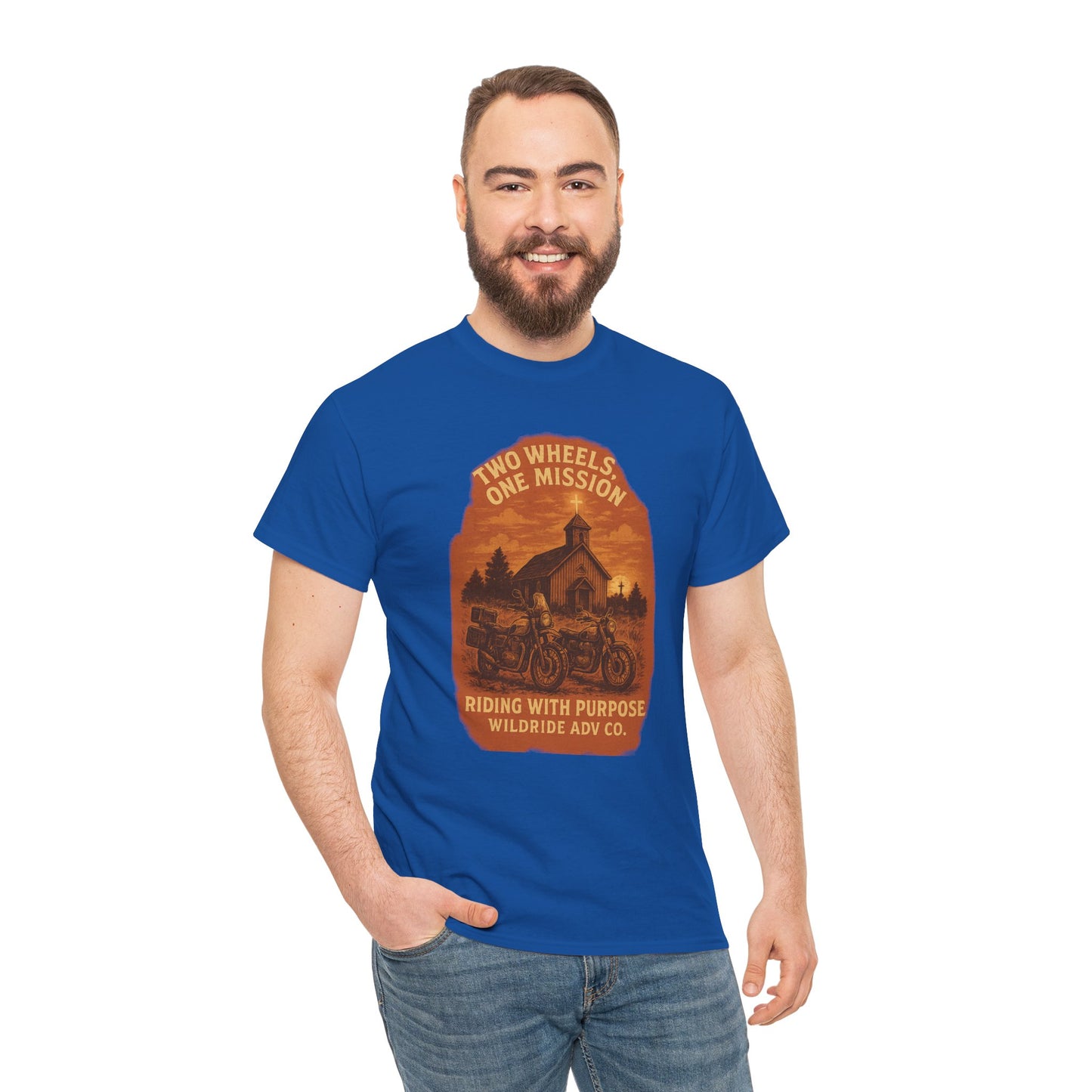 Adventure Motorcycle T-Shirt, Two Wheels One Mission Tee