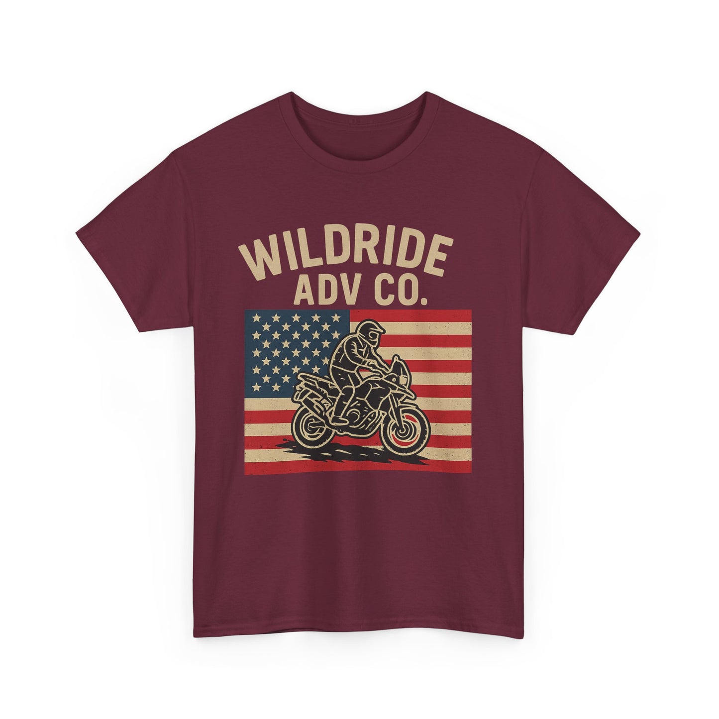 Wildride Adventure Co. Tee - Adventure Motorcycle, American Flag