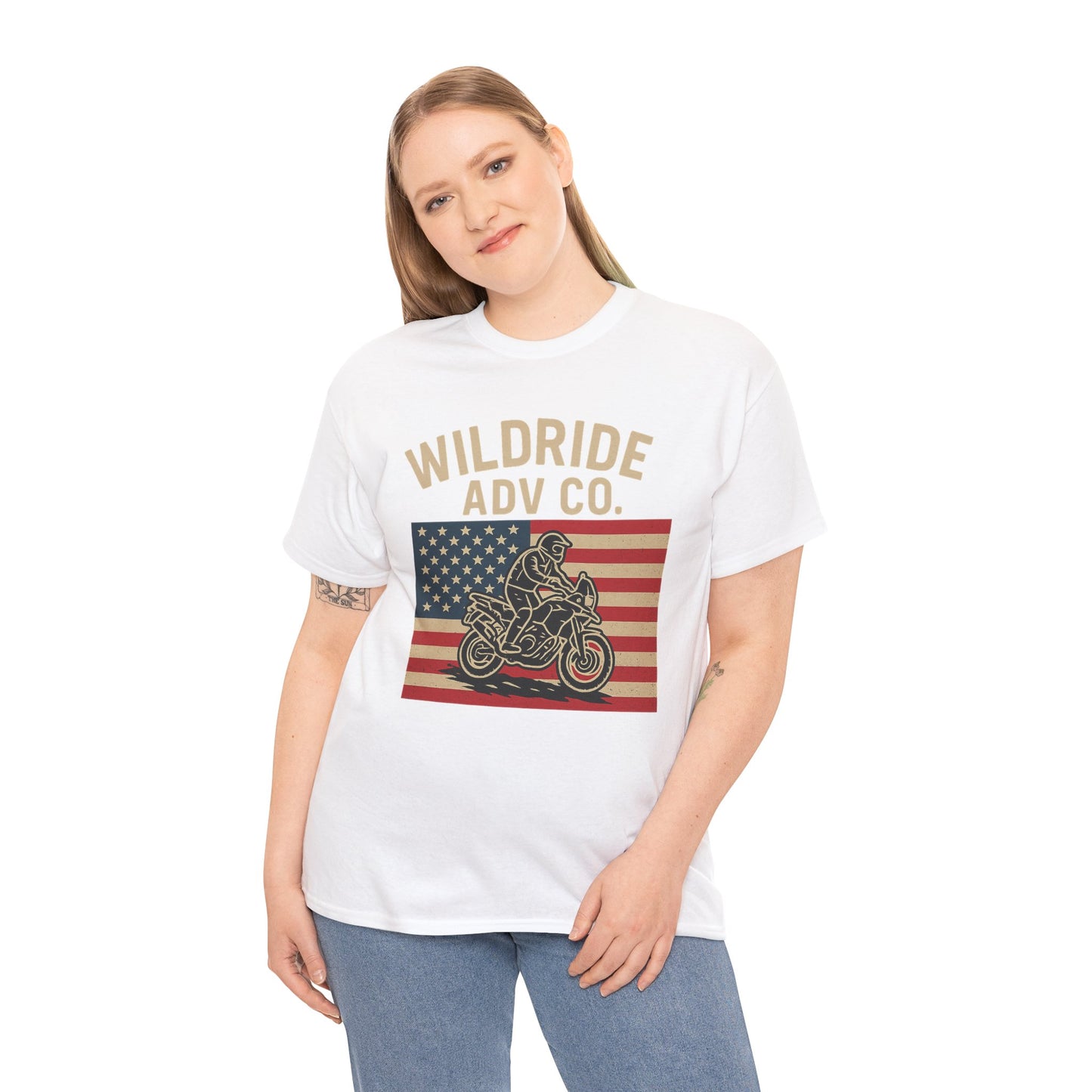 Wildride Adventure Co. Tee - Adventure Motorcycle, American Flag