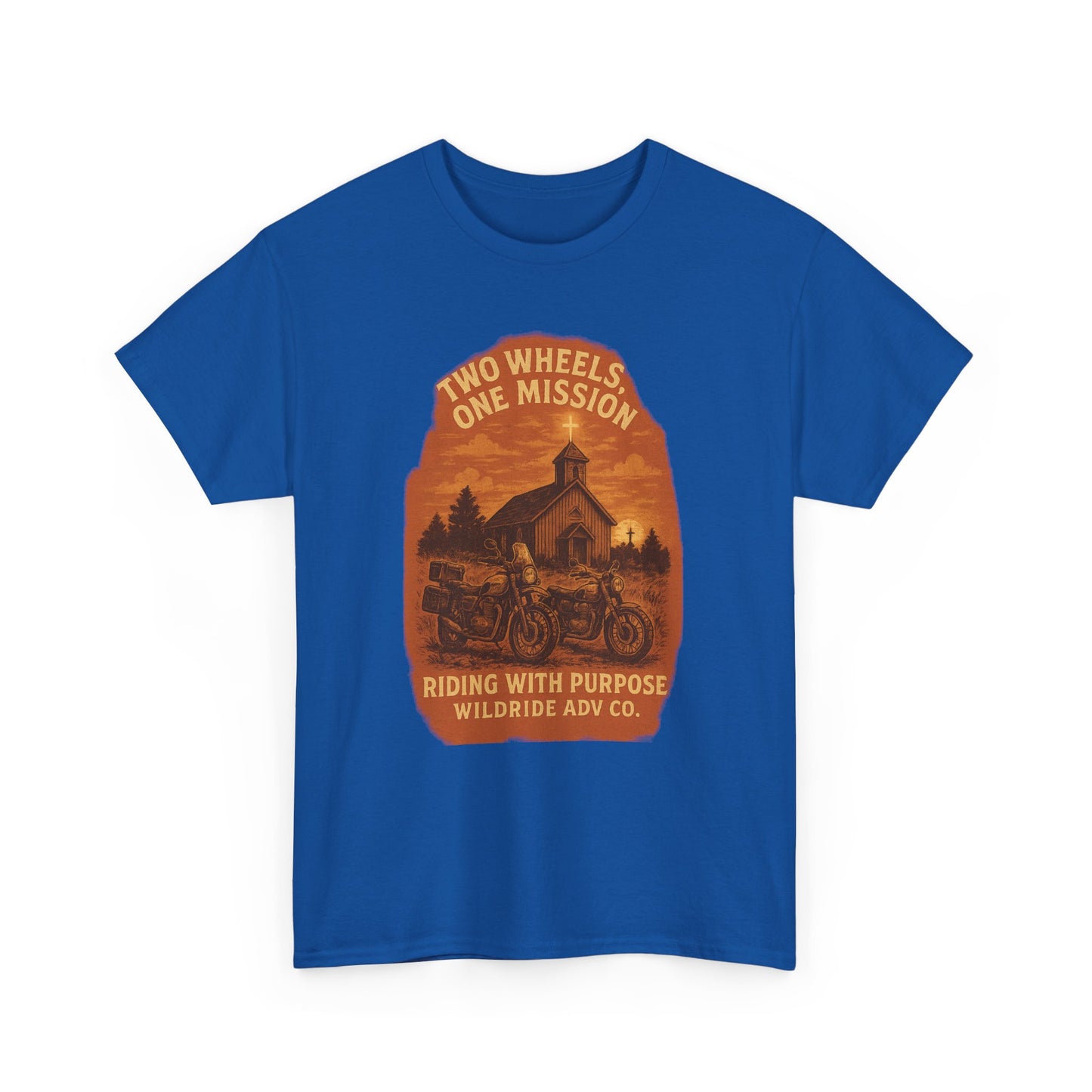Adventure Motorcycle T-Shirt, Two Wheels One Mission Tee