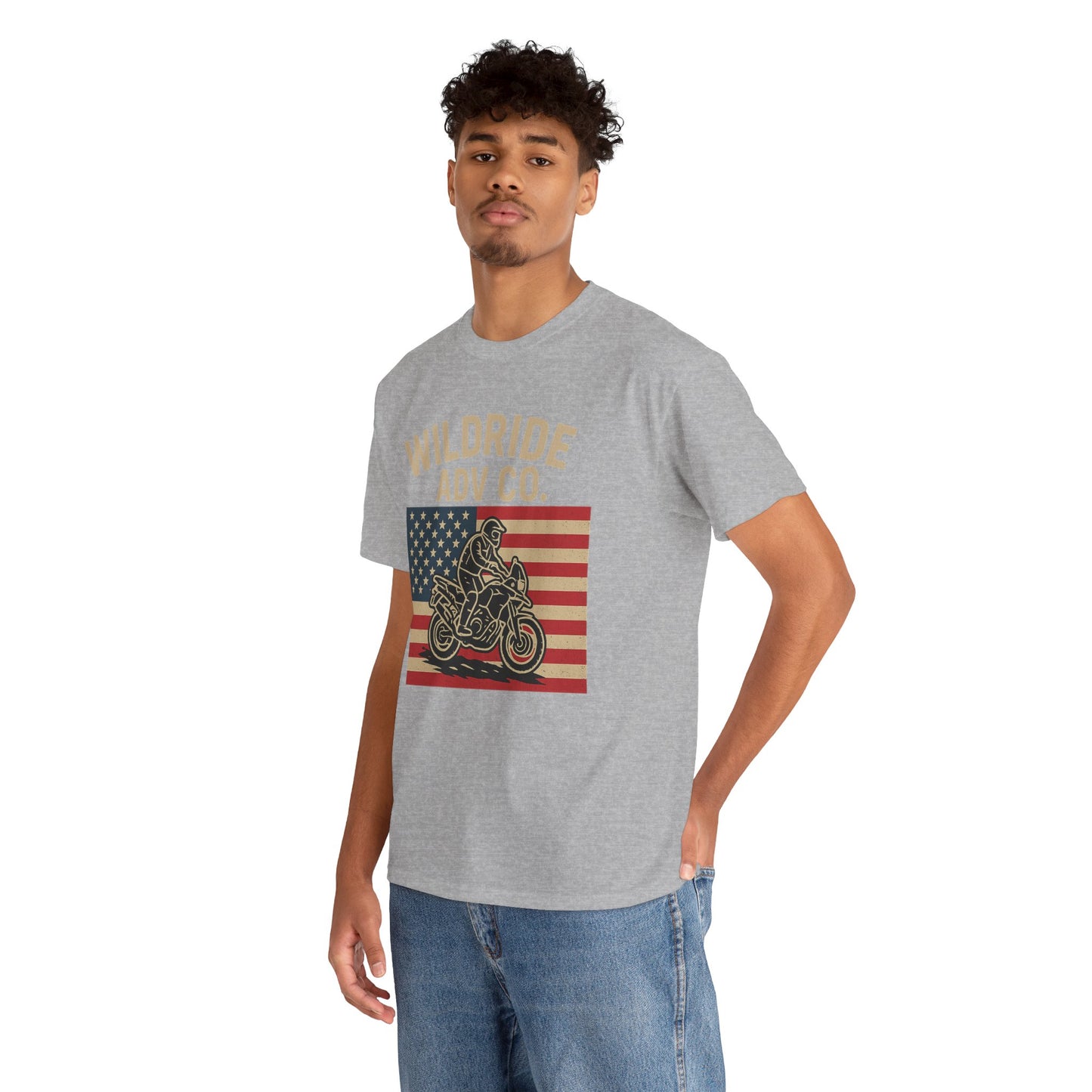 Wildride Adventure Co. Tee - Adventure Motorcycle, American Flag