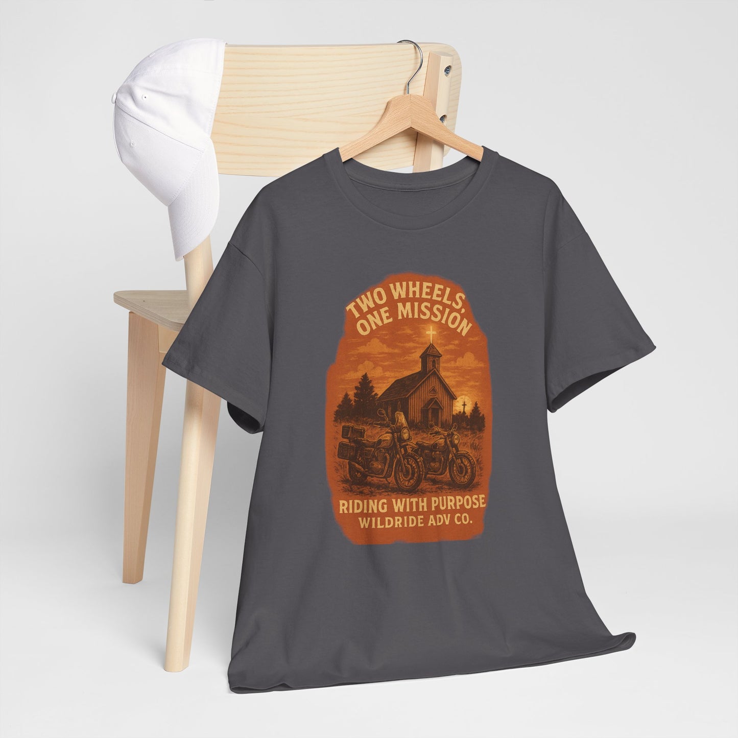 Adventure Motorcycle T-Shirt, Two Wheels One Mission Tee