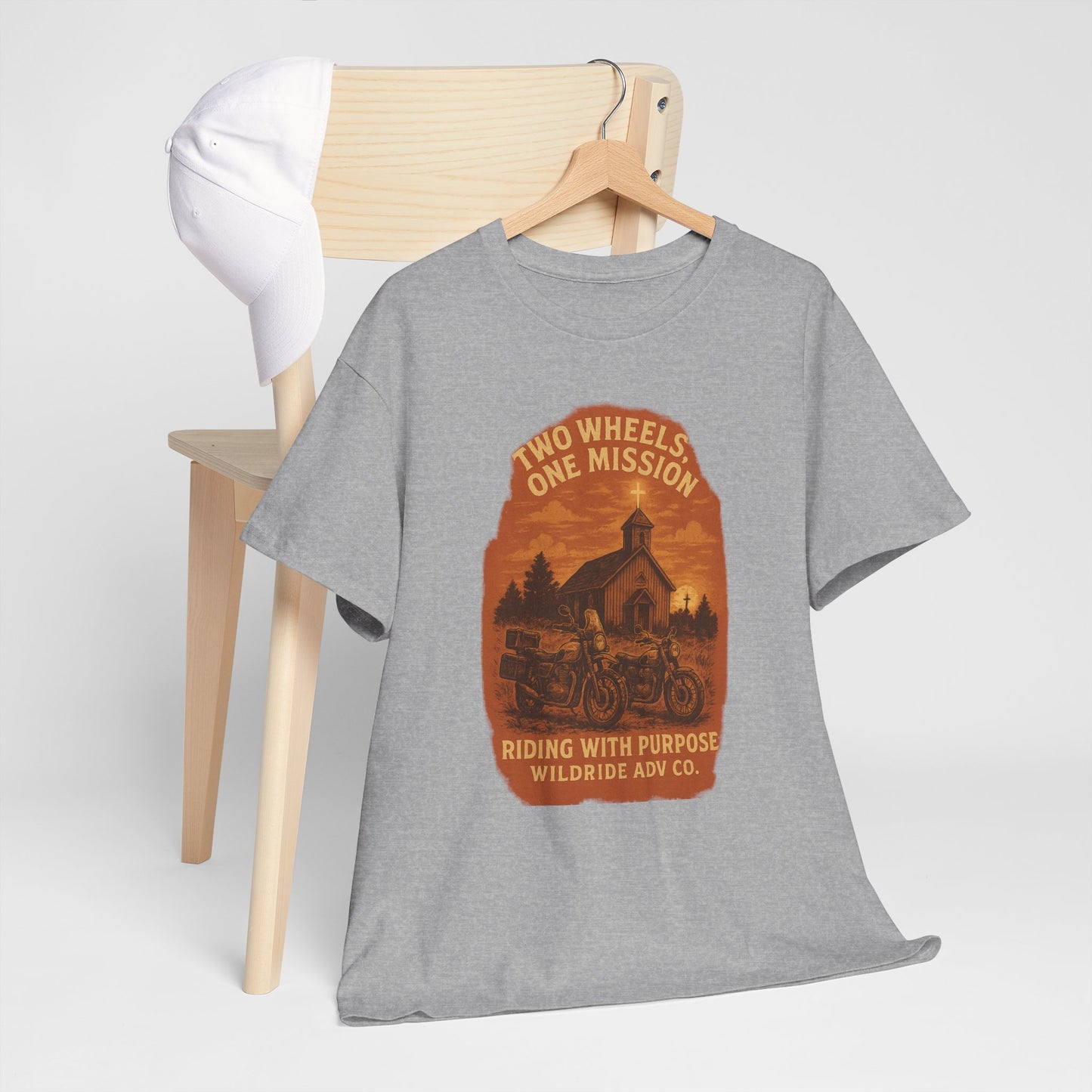 Adventure Motorcycle T-Shirt, Two Wheels One Mission Tee