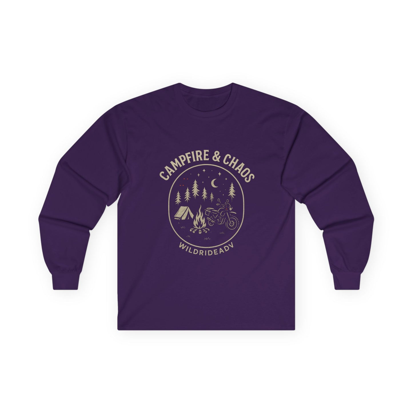 Campfire & Chaos Unisex Long Sleeve Tee, Cozy Camping Shirt, Adventure Tee, Outdoor Apparel, Gift for Nature Lovers