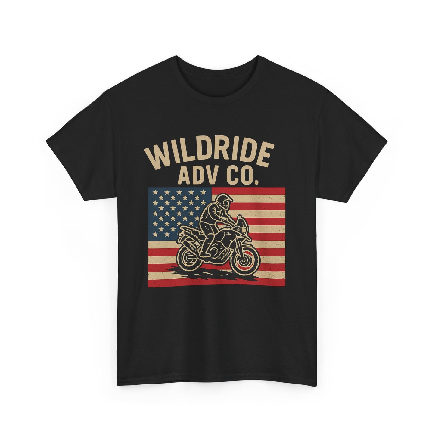 Wildride Adventure Co. Tee - Adventure Motorcycle, American Flag