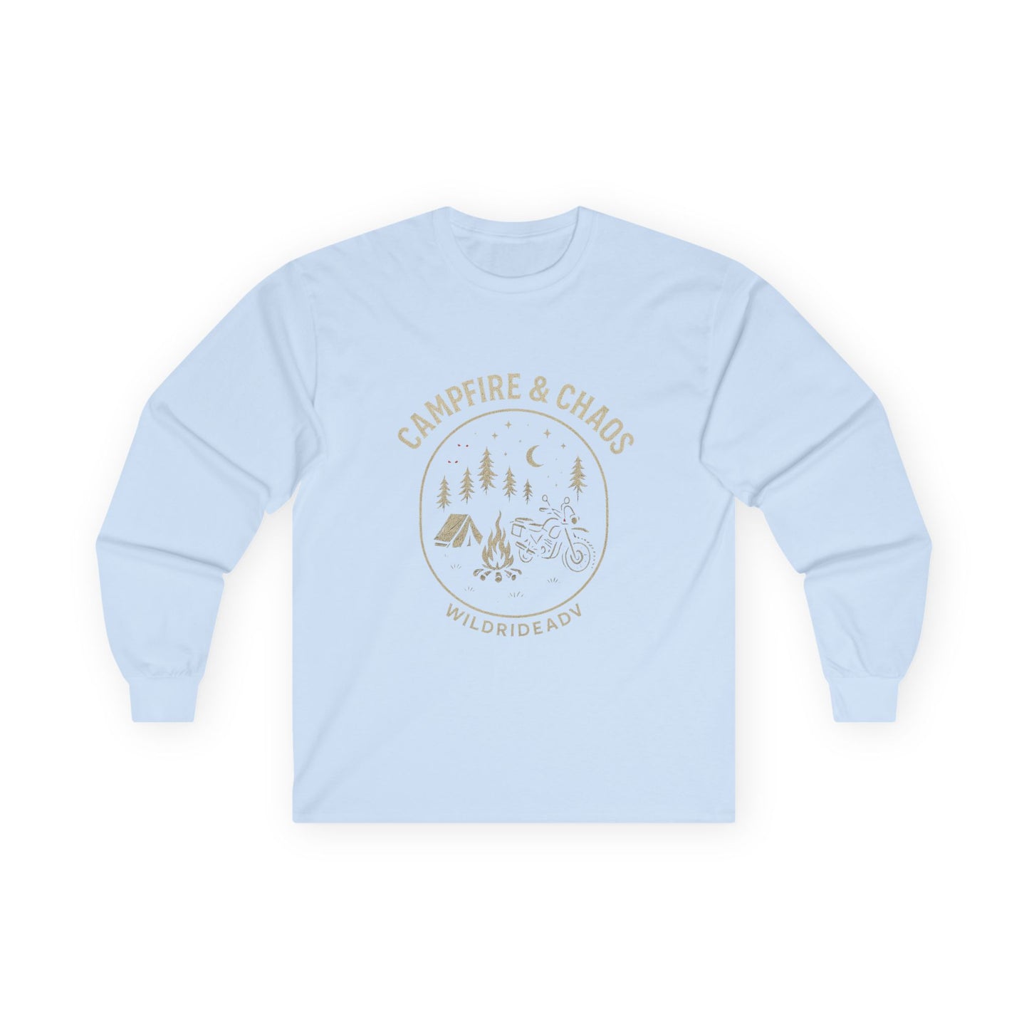 Campfire & Chaos Unisex Long Sleeve Tee, Cozy Camping Shirt, Adventure Tee, Outdoor Apparel, Gift for Nature Lovers