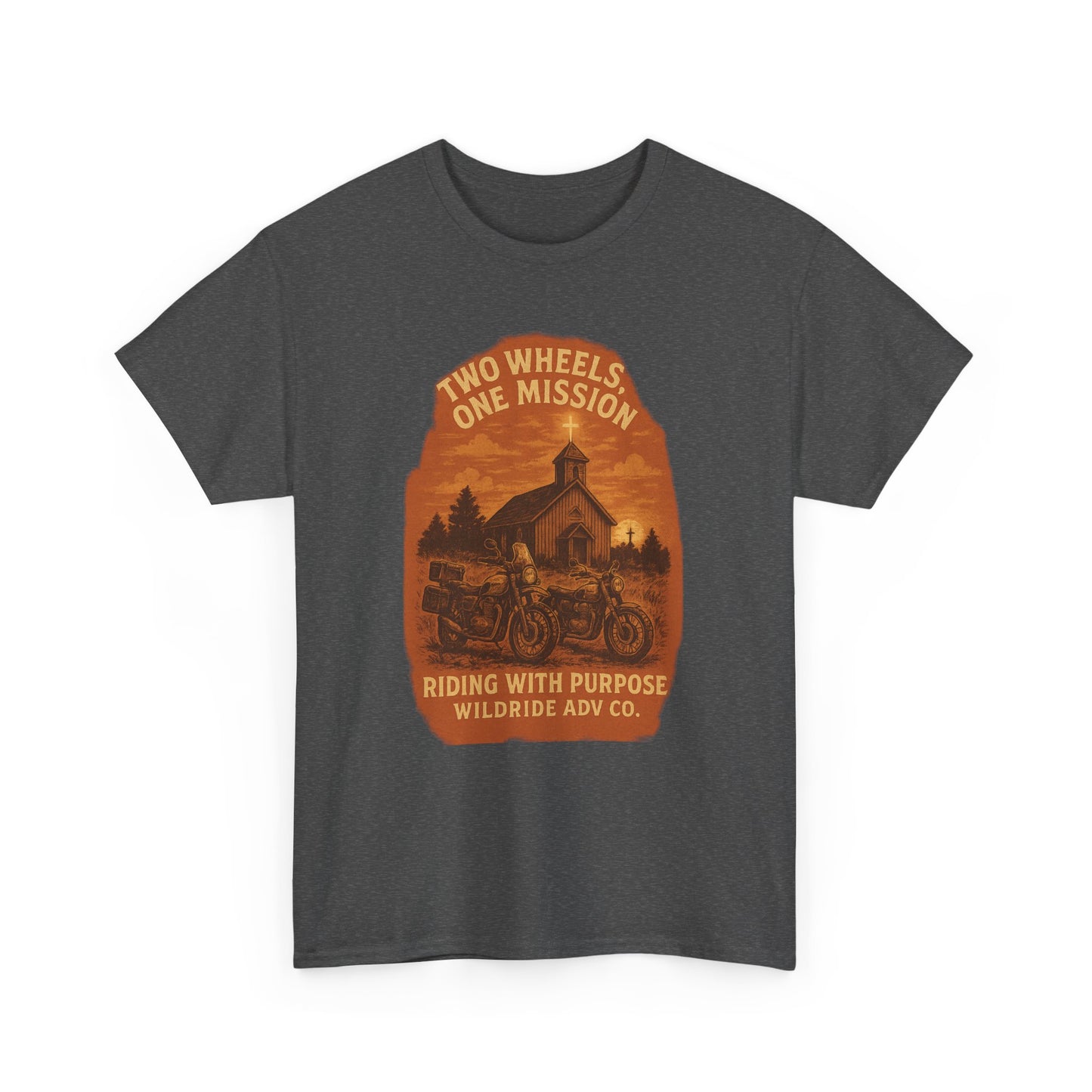 Adventure Motorcycle T-Shirt, Two Wheels One Mission Tee