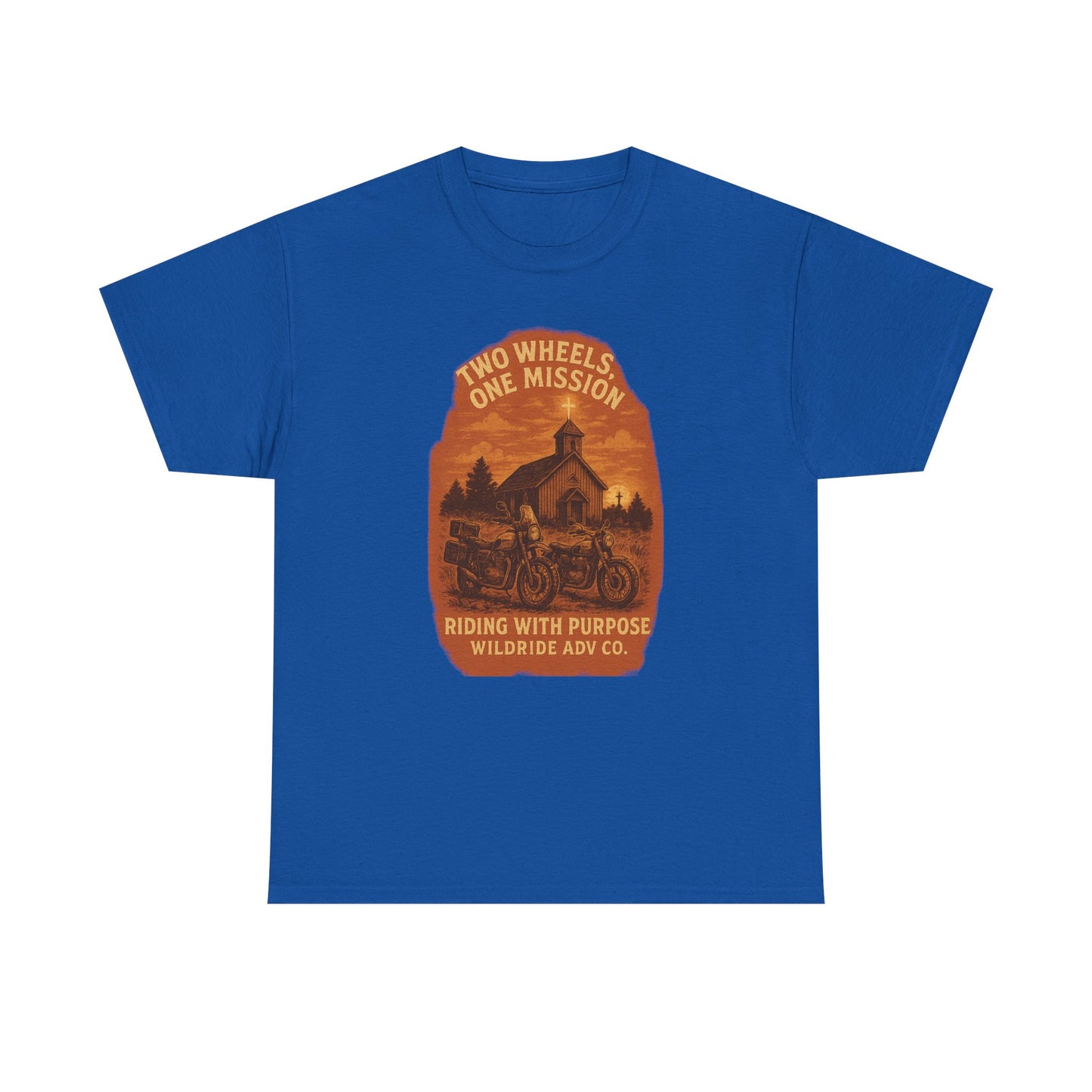 Adventure Motorcycle T-Shirt, Two Wheels One Mission Tee