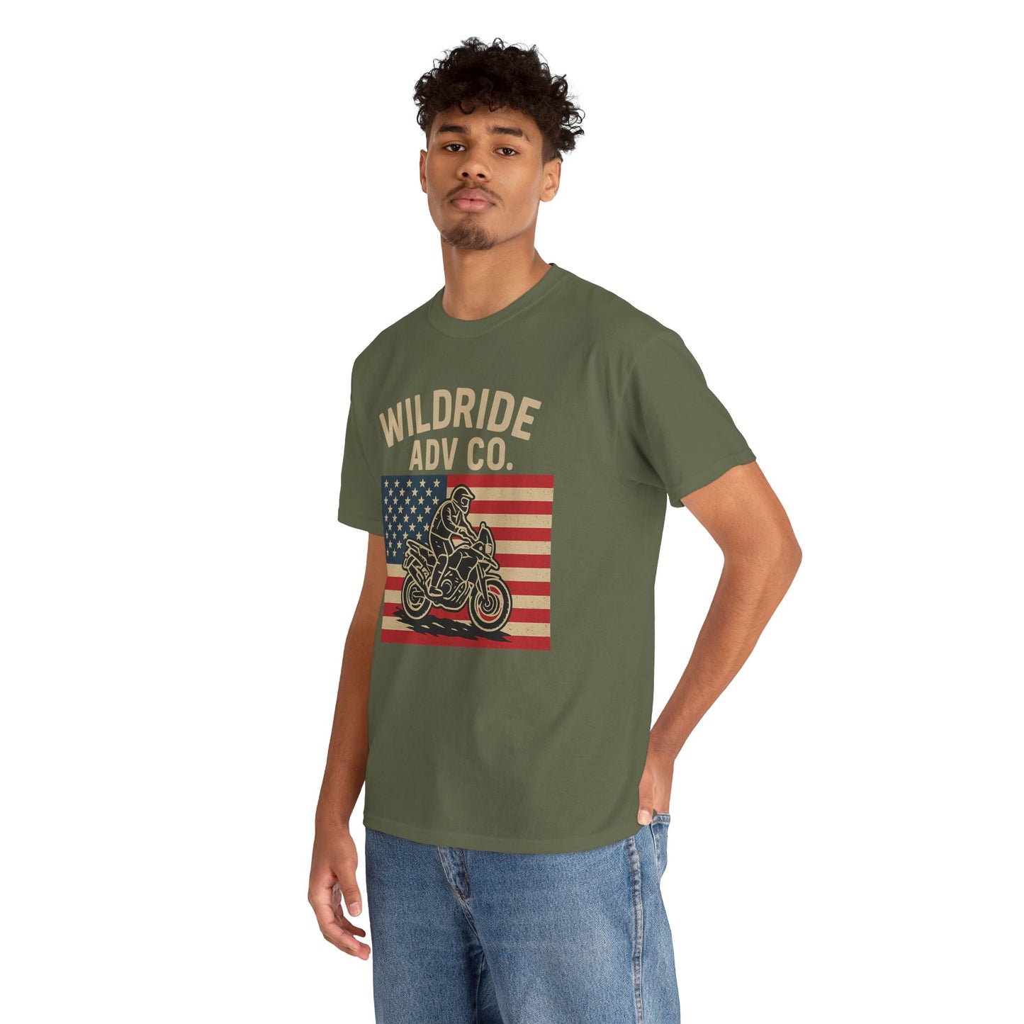 Wildride Adventure Co. Tee - Adventure Motorcycle, American Flag