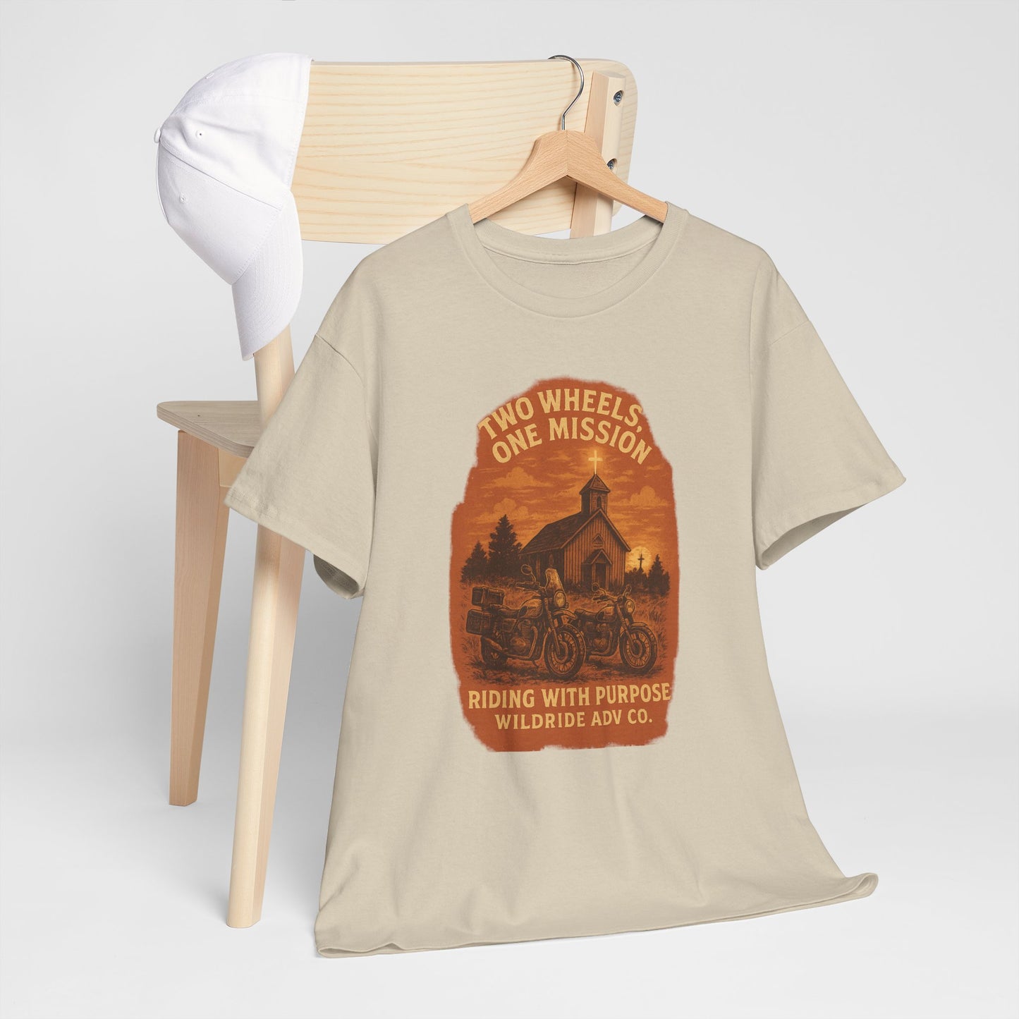 Adventure Motorcycle T-Shirt, Two Wheels One Mission Tee