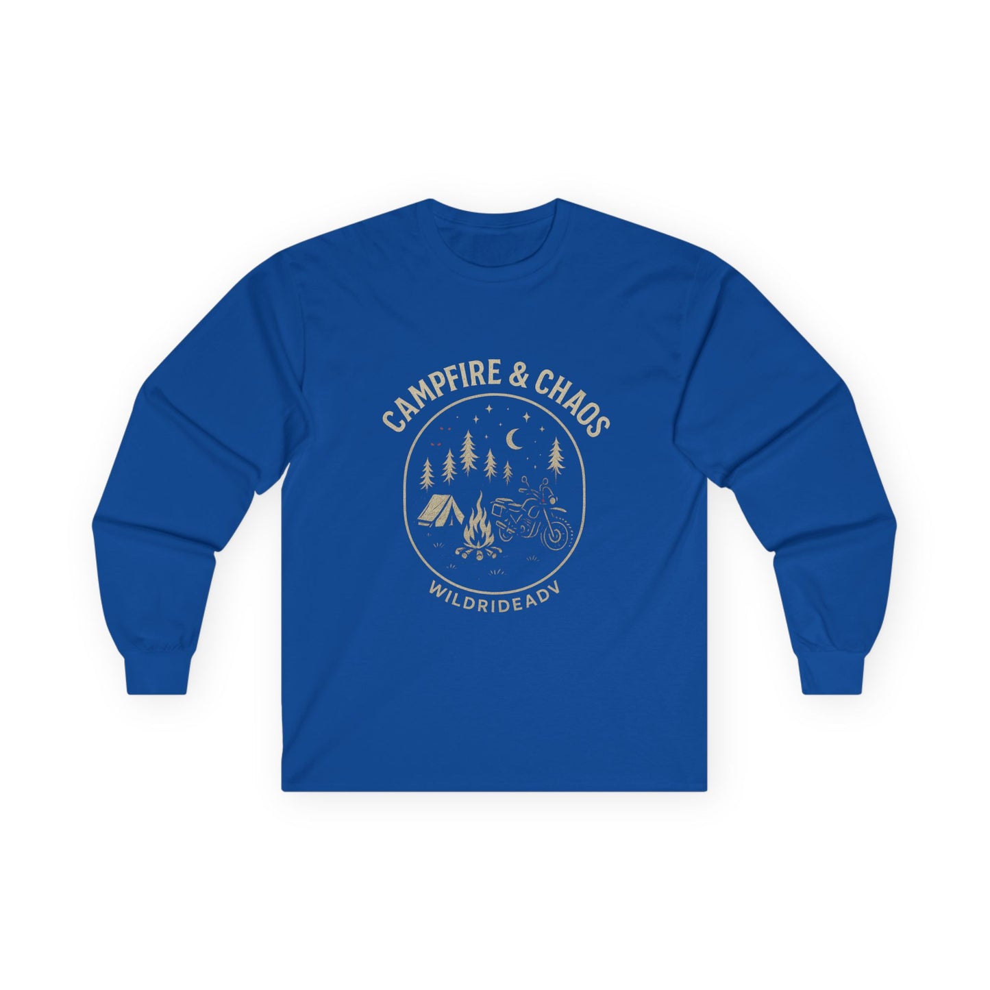 Campfire & Chaos Unisex Long Sleeve Tee, Cozy Camping Shirt, Adventure Tee, Outdoor Apparel, Gift for Nature Lovers