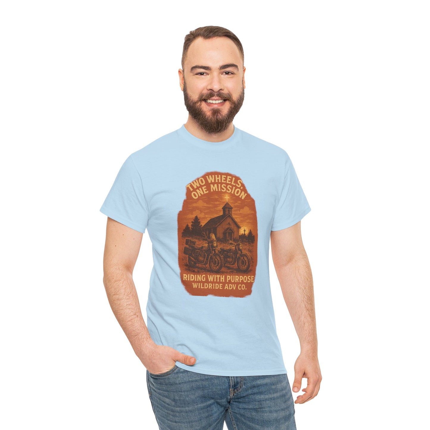 Adventure Motorcycle T-Shirt, Two Wheels One Mission Tee