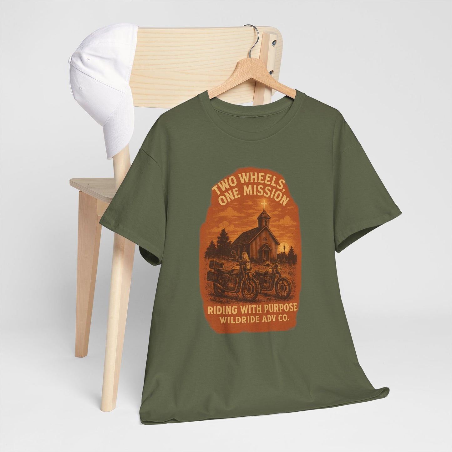 Adventure Motorcycle T-Shirt, Two Wheels One Mission Tee