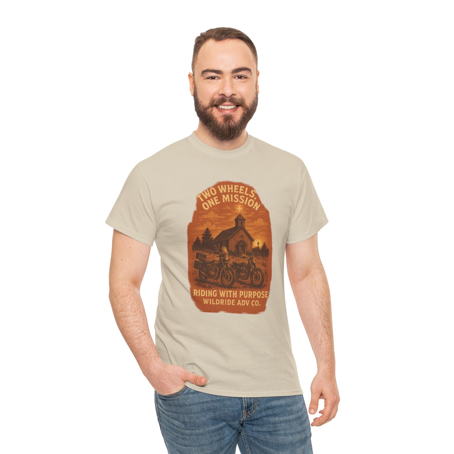 Adventure Motorcycle T-Shirt, Two Wheels One Mission Tee