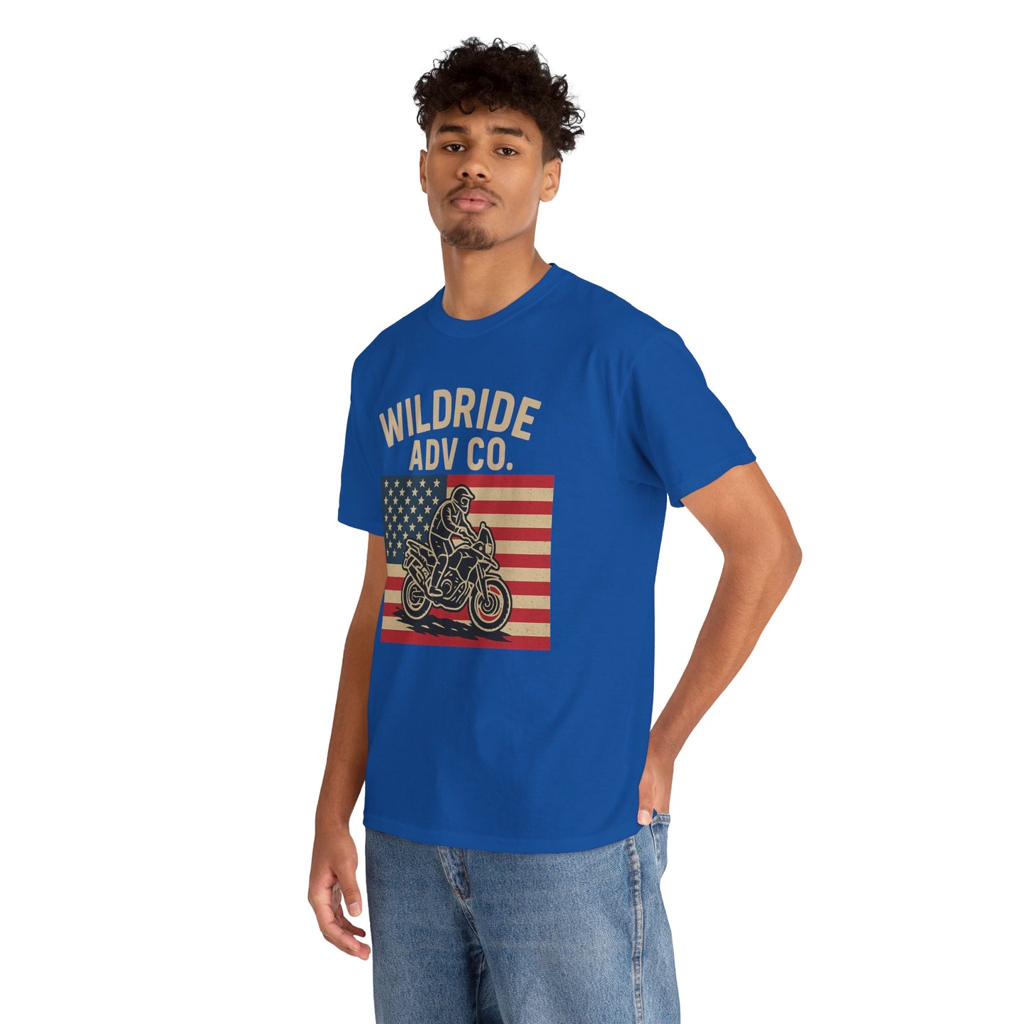 Wildride Adventure Co. Tee - Adventure Motorcycle, American Flag