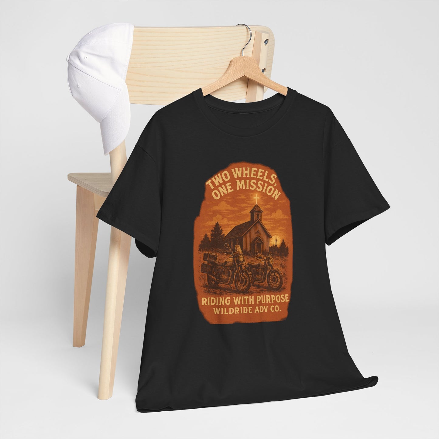 Adventure Motorcycle T-Shirt, Two Wheels One Mission Tee