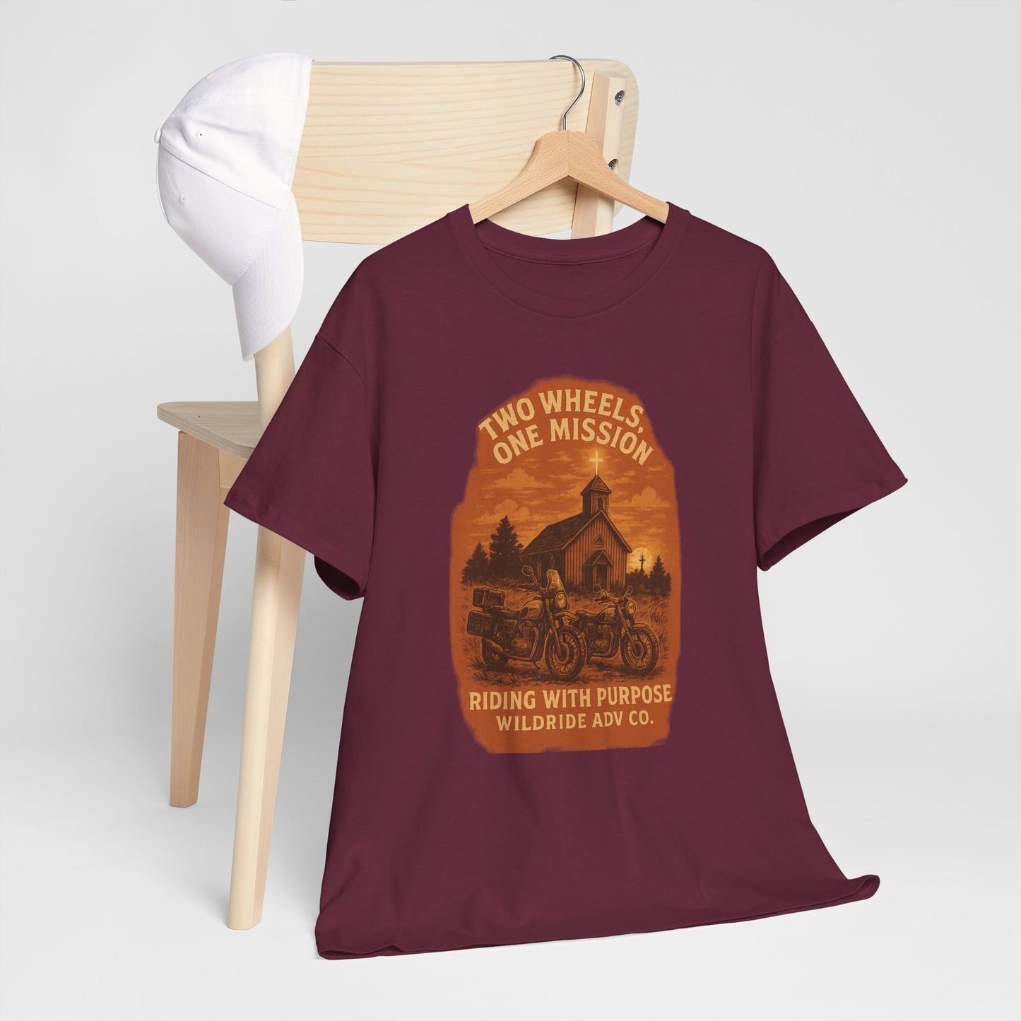 Adventure Motorcycle T-Shirt, Two Wheels One Mission Tee