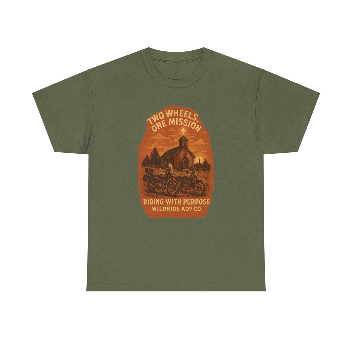 Adventure Motorcycle T-Shirt, Two Wheels One Mission Tee