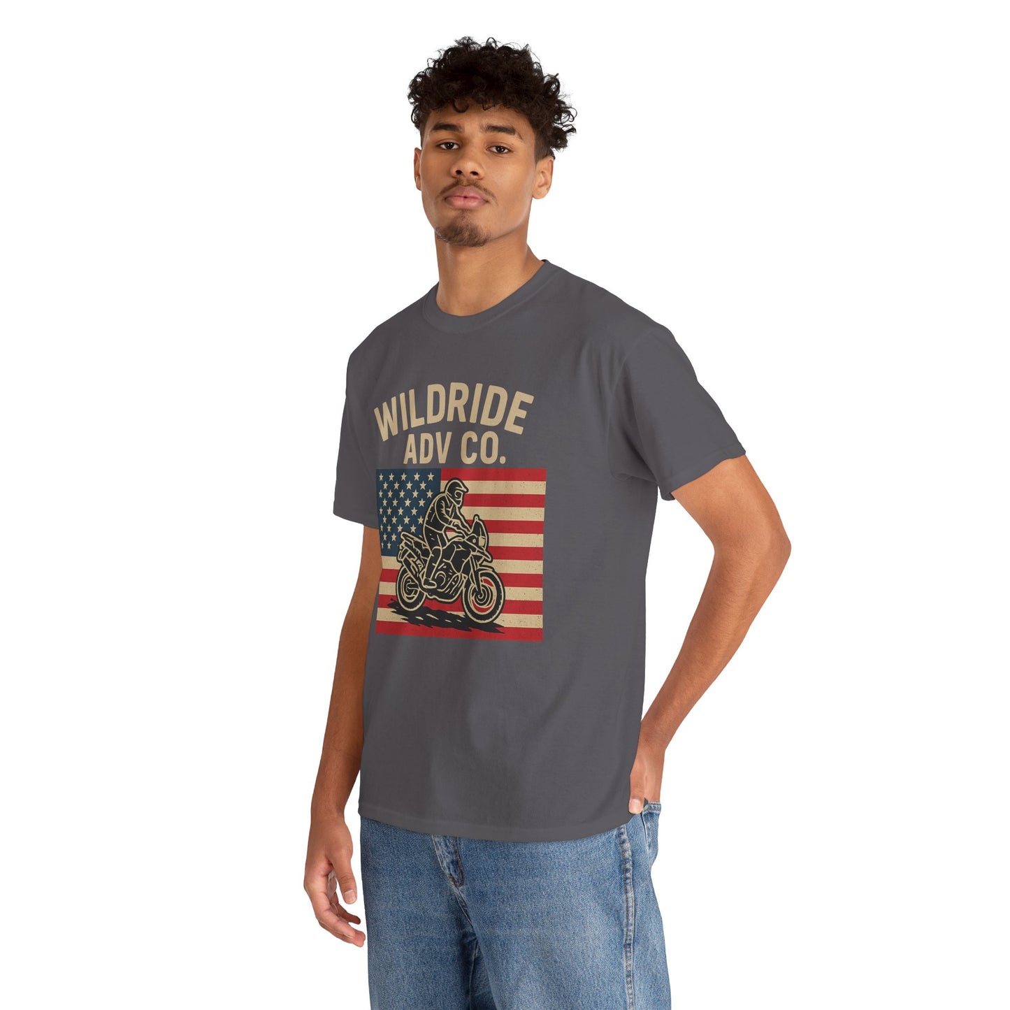 Wildride Adventure Co. Tee - Adventure Motorcycle, American Flag