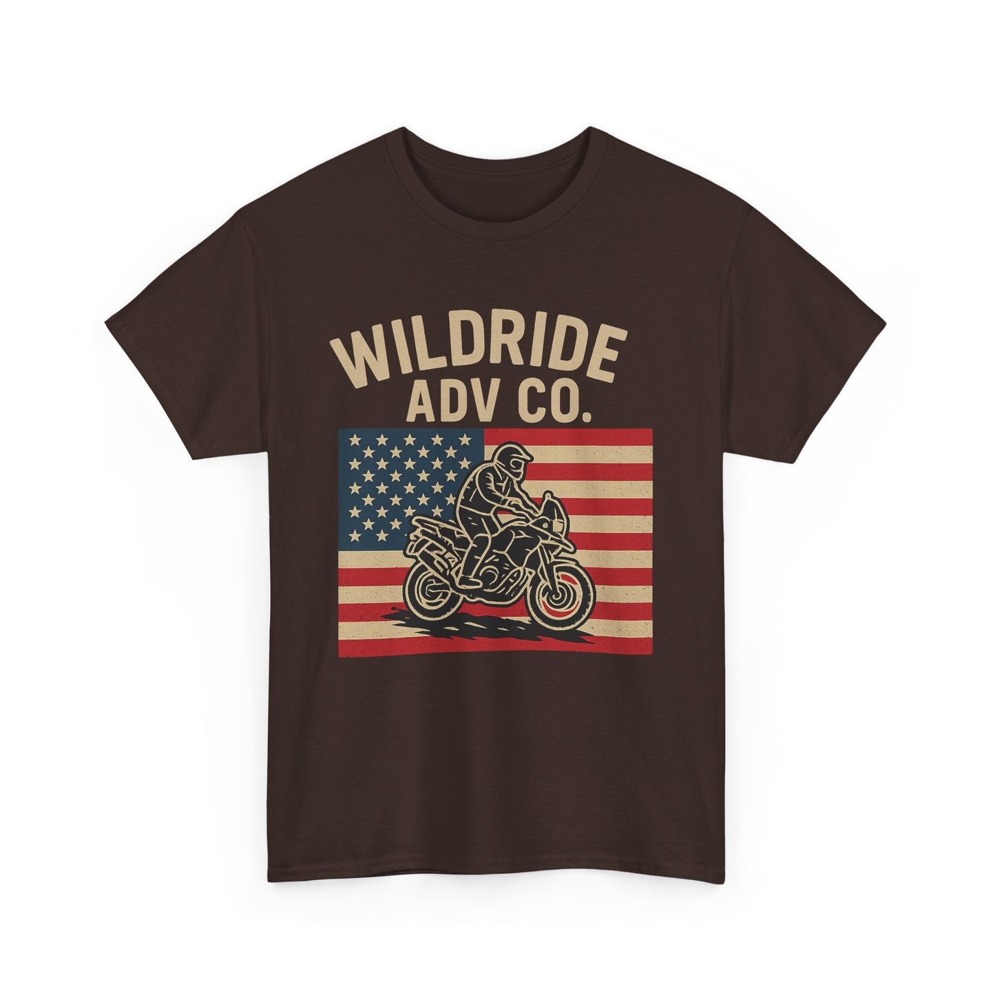 Wildride Adventure Co. Tee - Adventure Motorcycle, American Flag