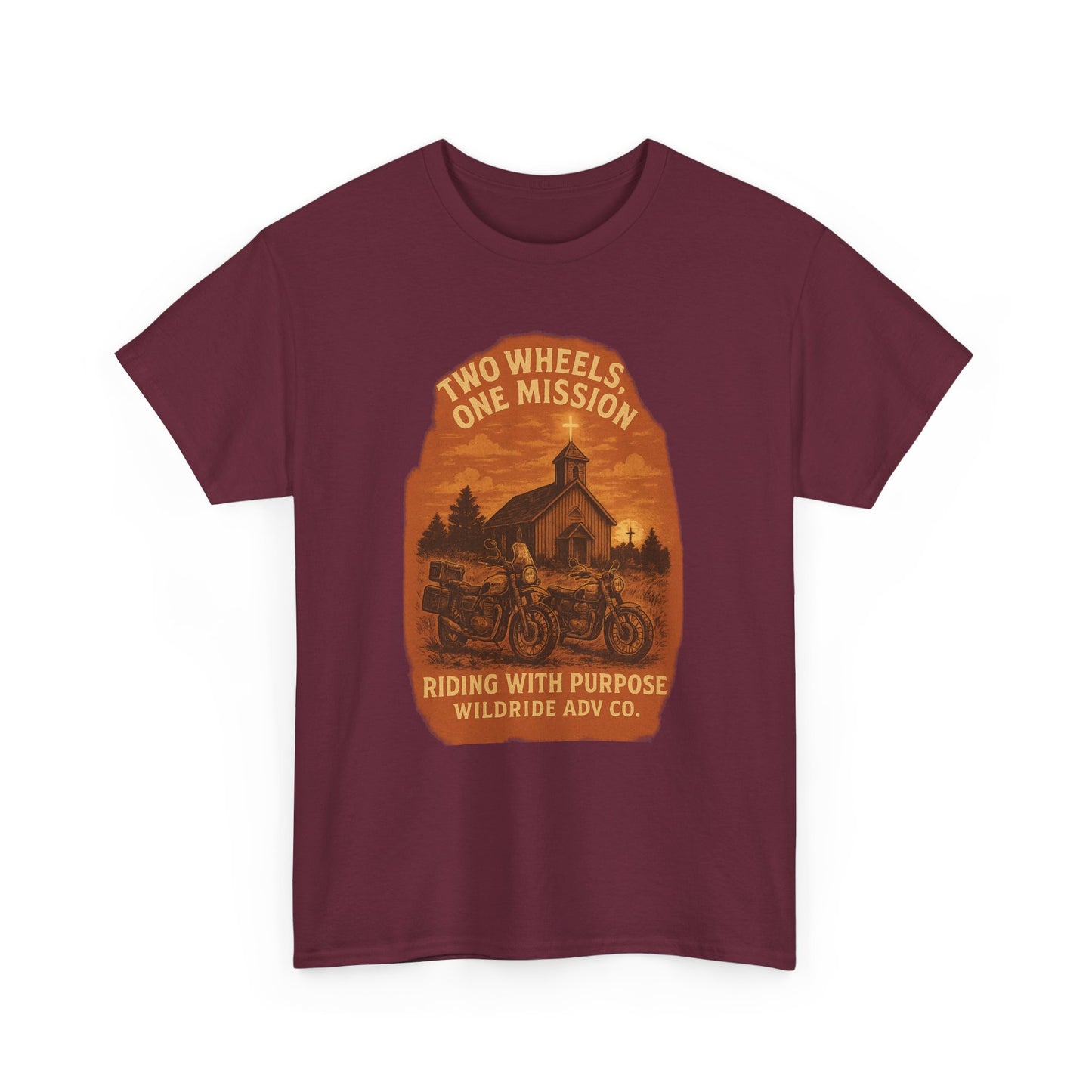 Adventure Motorcycle T-Shirt, Two Wheels One Mission Tee
