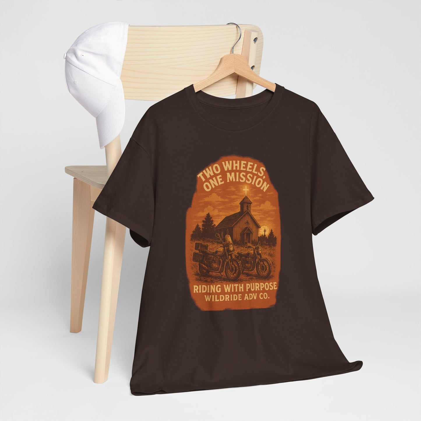 Adventure Motorcycle T-Shirt, Two Wheels One Mission Tee