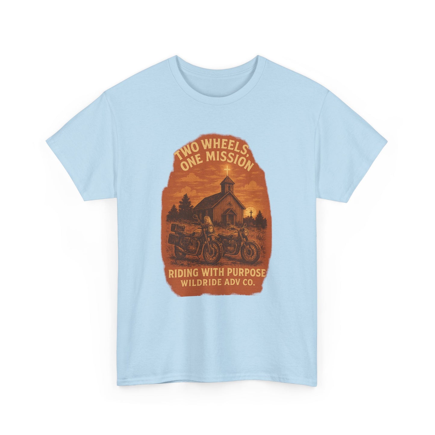 Adventure Motorcycle T-Shirt, Two Wheels One Mission Tee