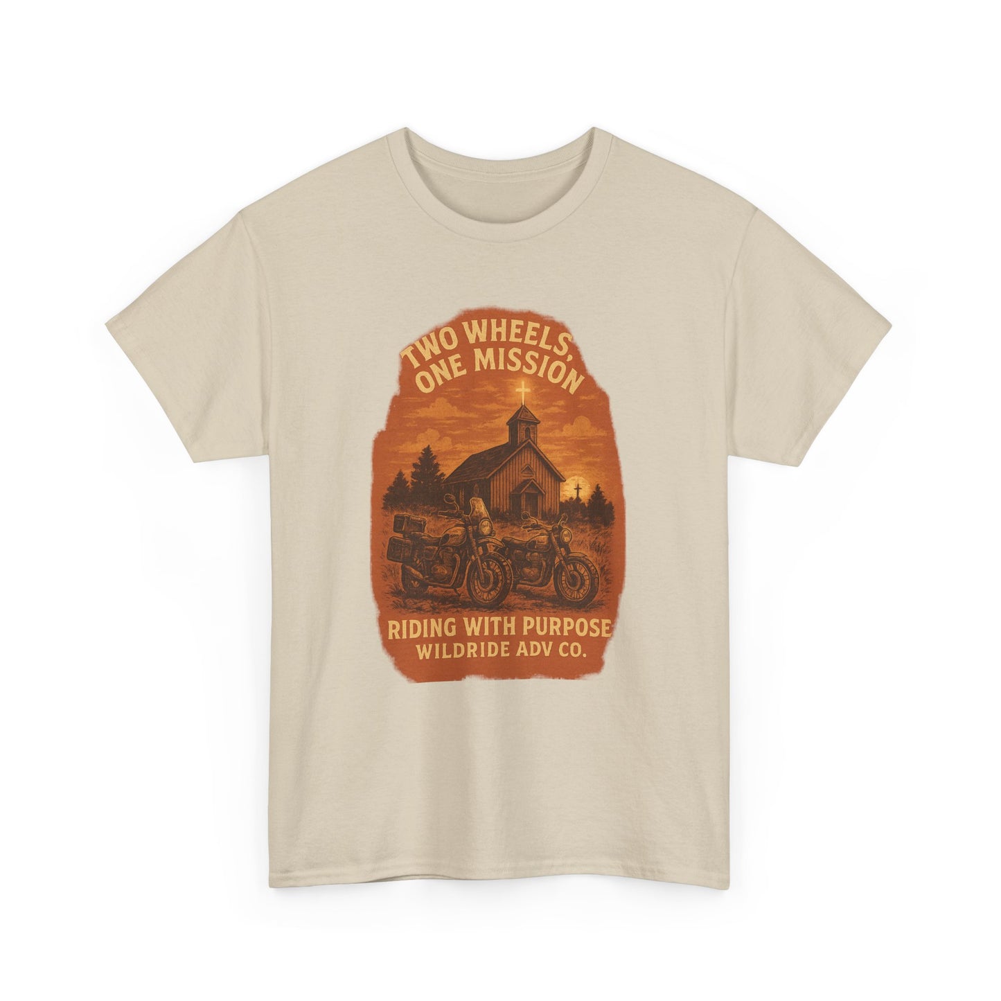 Adventure Motorcycle T-Shirt, Two Wheels One Mission Tee