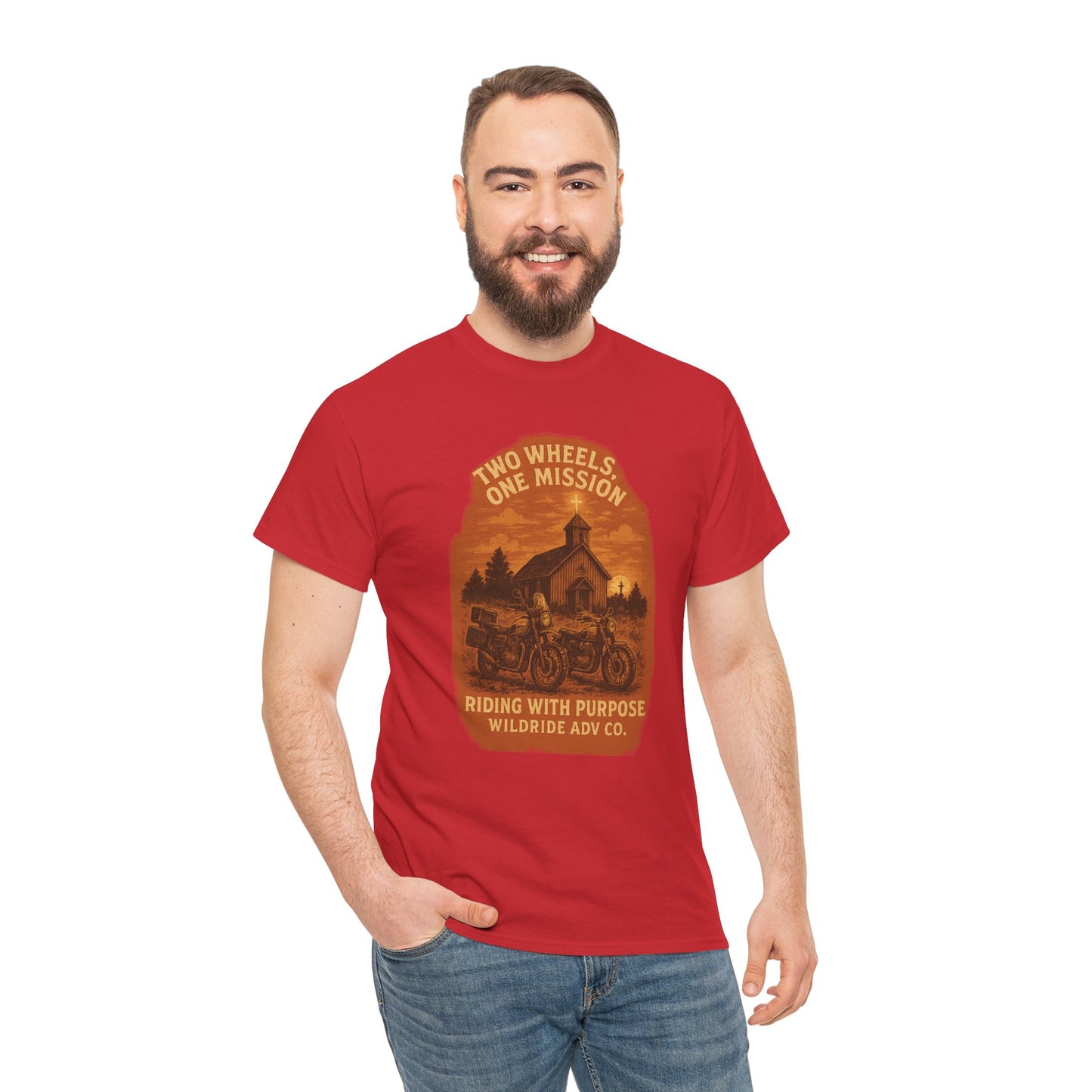 Adventure Motorcycle T-Shirt, Two Wheels One Mission Tee