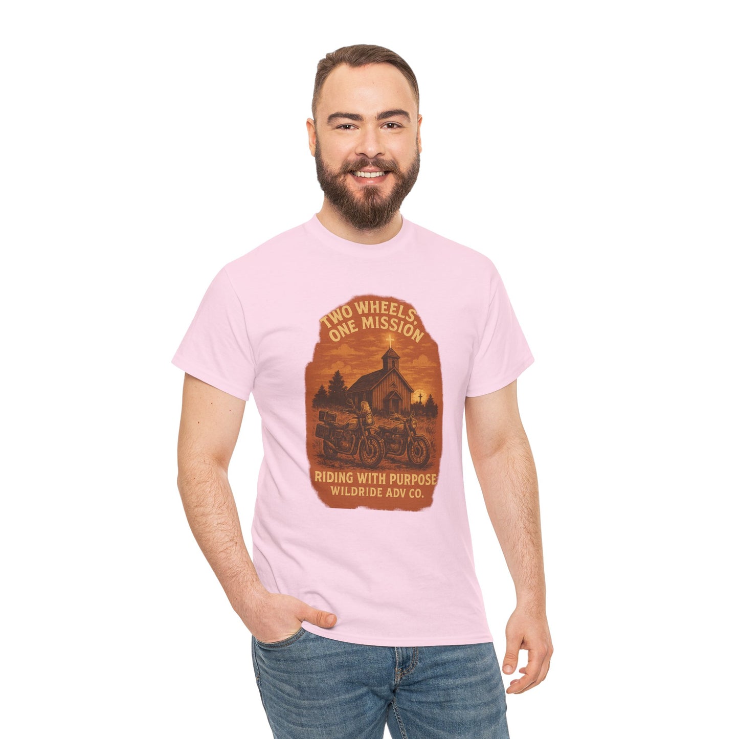 Adventure Motorcycle T-Shirt, Two Wheels One Mission Tee