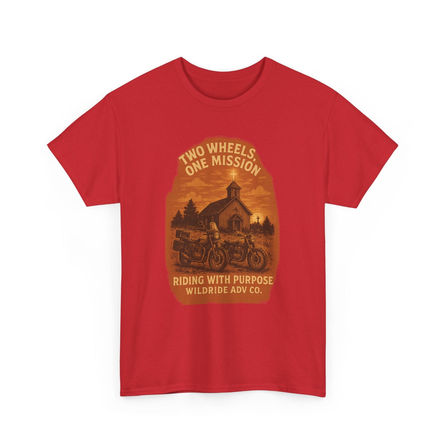 Adventure Motorcycle T-Shirt, Two Wheels One Mission Tee