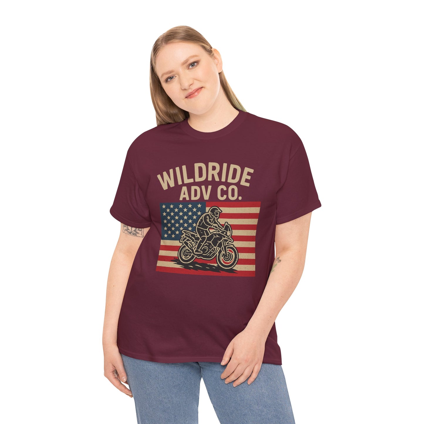 Wildride Adventure Co. Tee - Adventure Motorcycle, American Flag