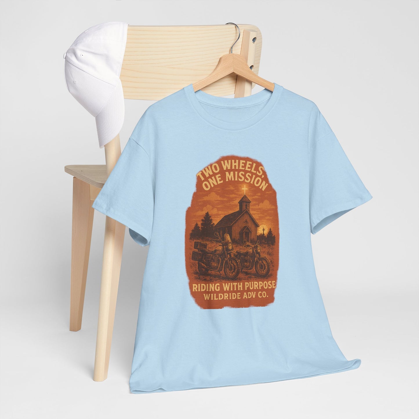 Adventure Motorcycle T-Shirt, Two Wheels One Mission Tee