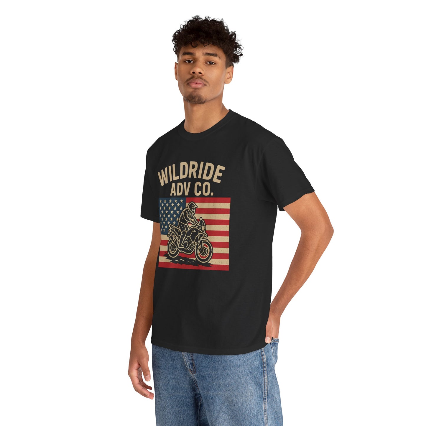 Wildride Adventure Co. Tee - Adventure Motorcycle, American Flag