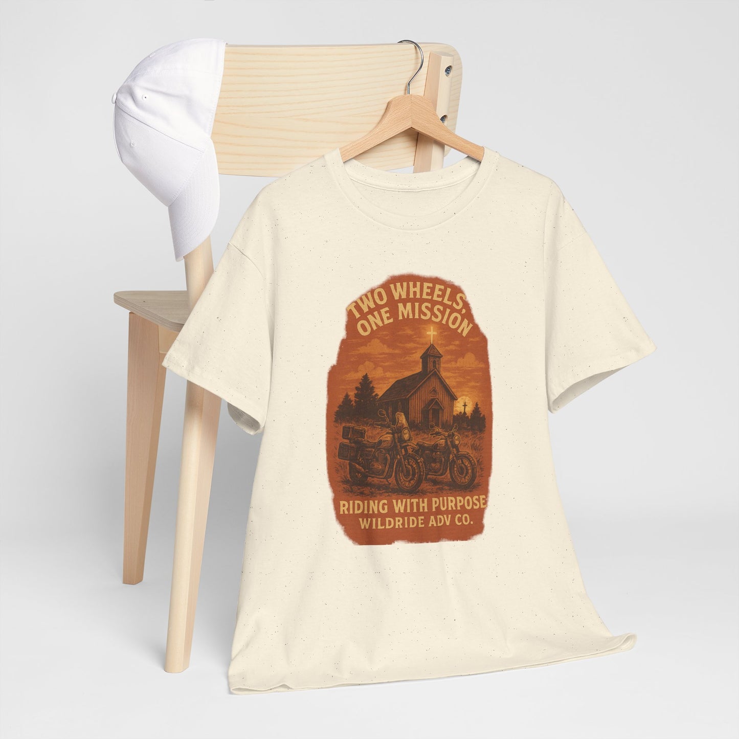 Adventure Motorcycle T-Shirt, Two Wheels One Mission Tee