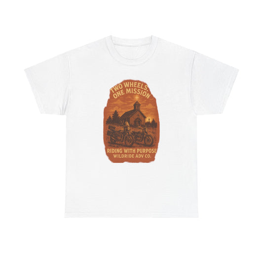 Adventure Motorcycle T-Shirt, Two Wheels One Mission Tee