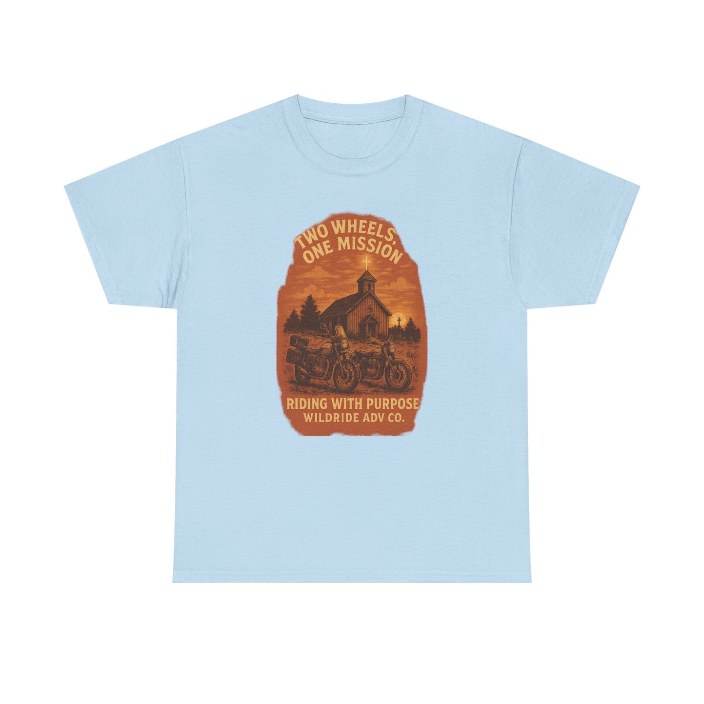 Adventure Motorcycle T-Shirt, Two Wheels One Mission Tee