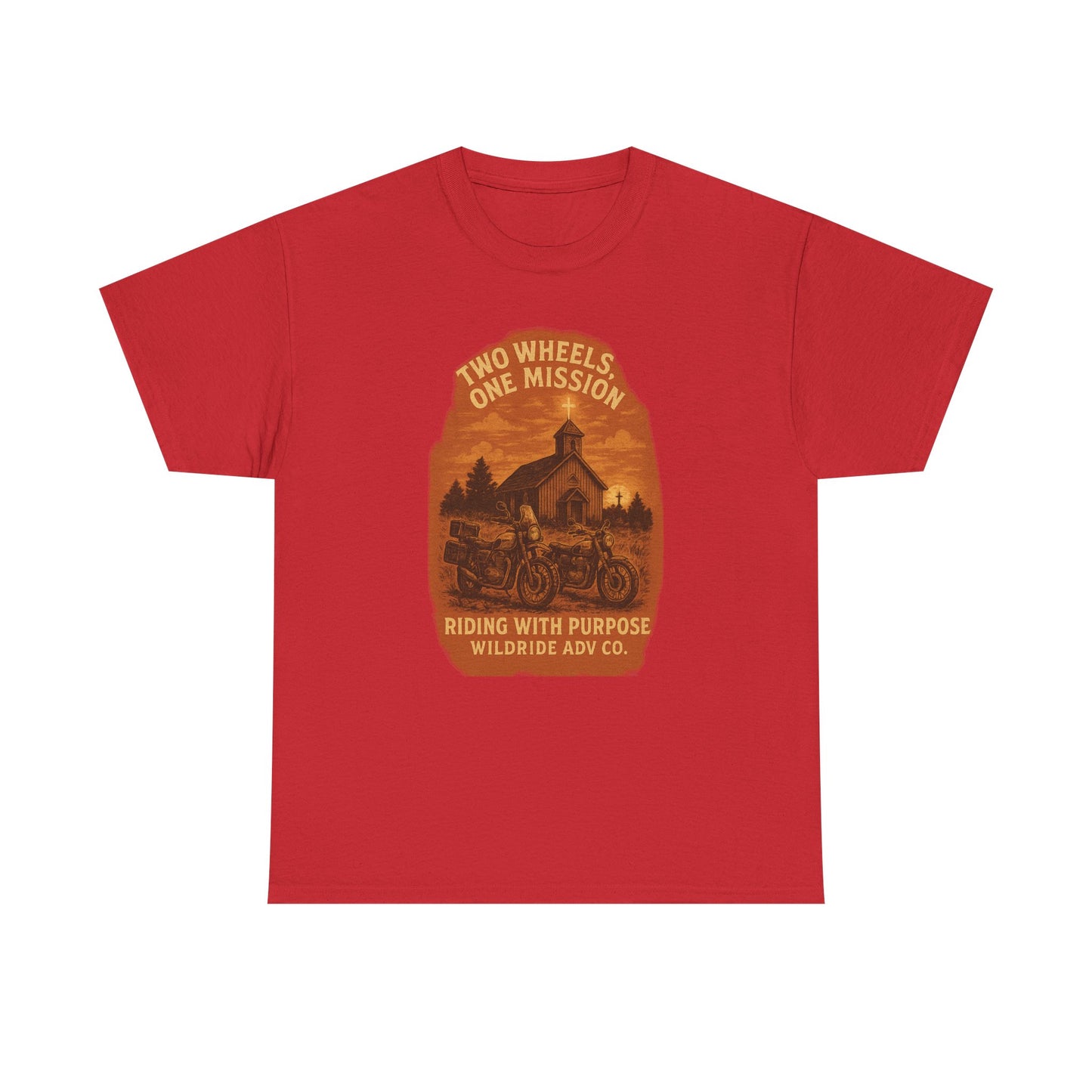 Adventure Motorcycle T-Shirt, Two Wheels One Mission Tee