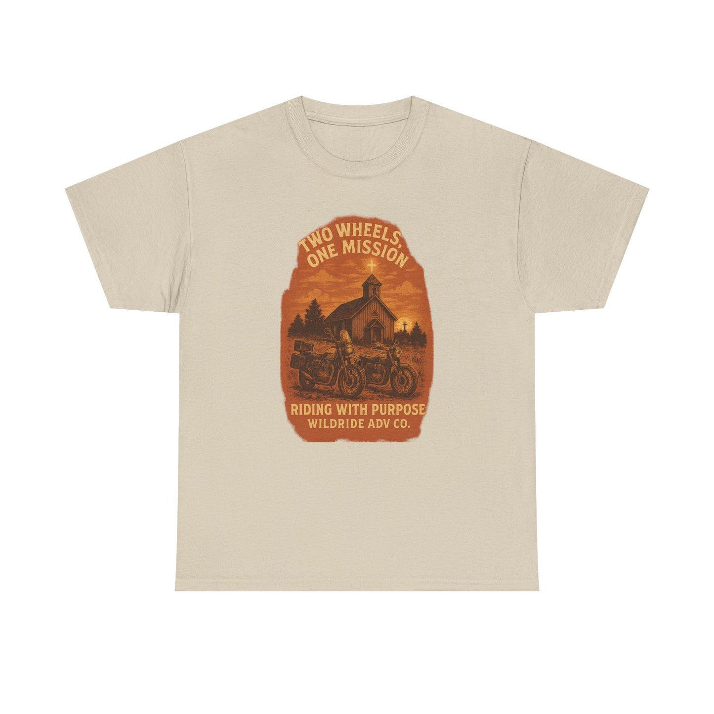 Adventure Motorcycle T-Shirt, Two Wheels One Mission Tee