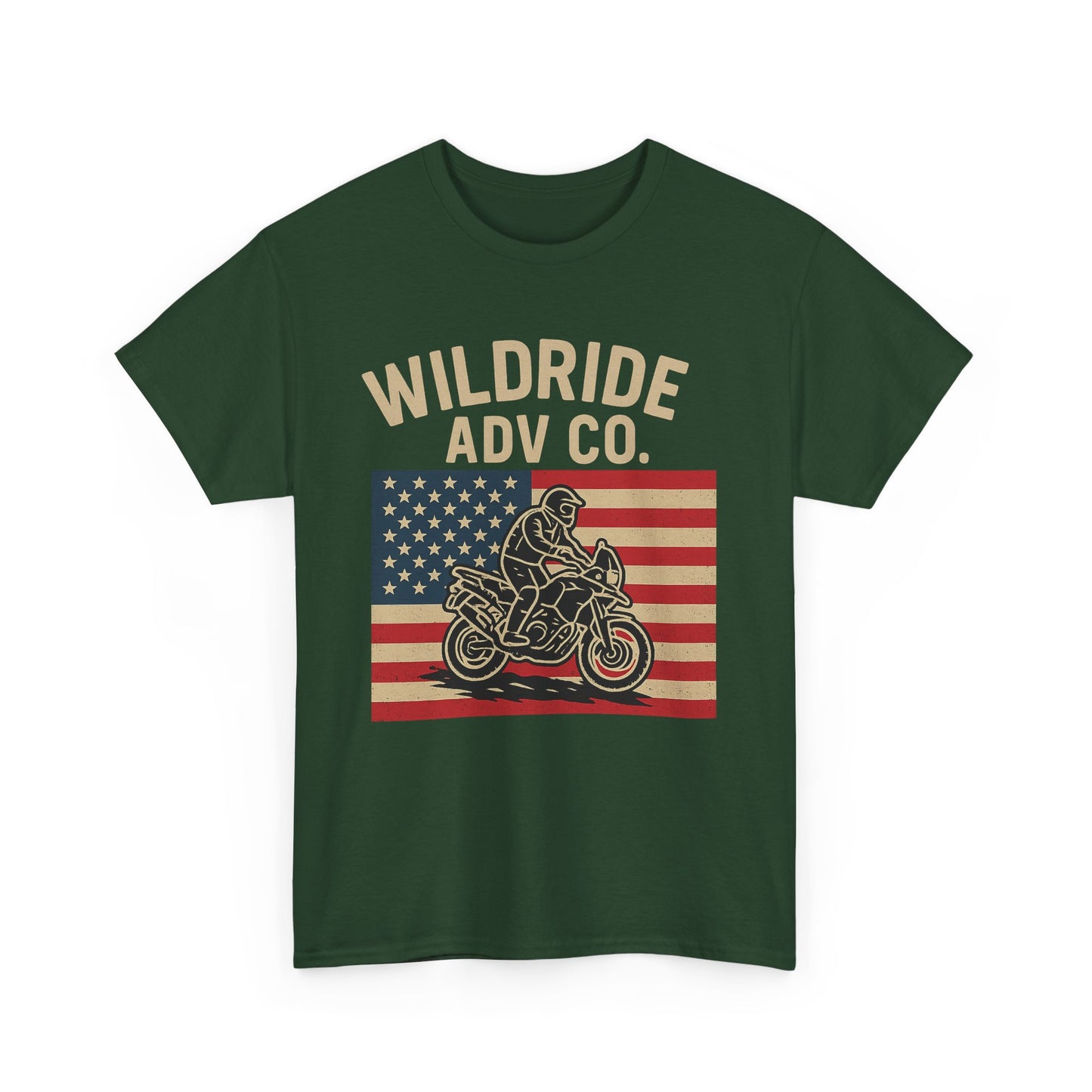 Wildride Adventure Co. Tee - Adventure Motorcycle, American Flag