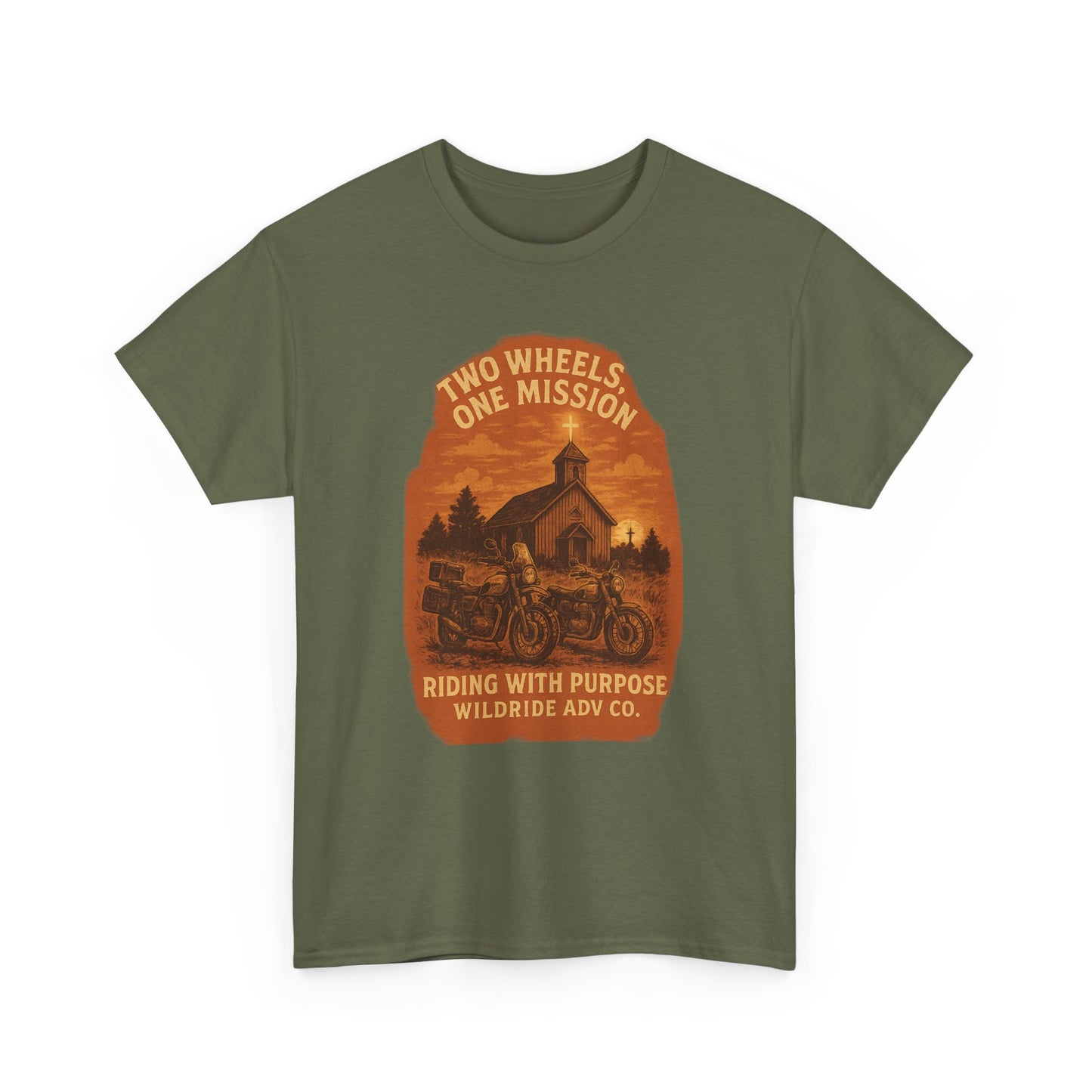 Adventure Motorcycle T-Shirt, Two Wheels One Mission Tee