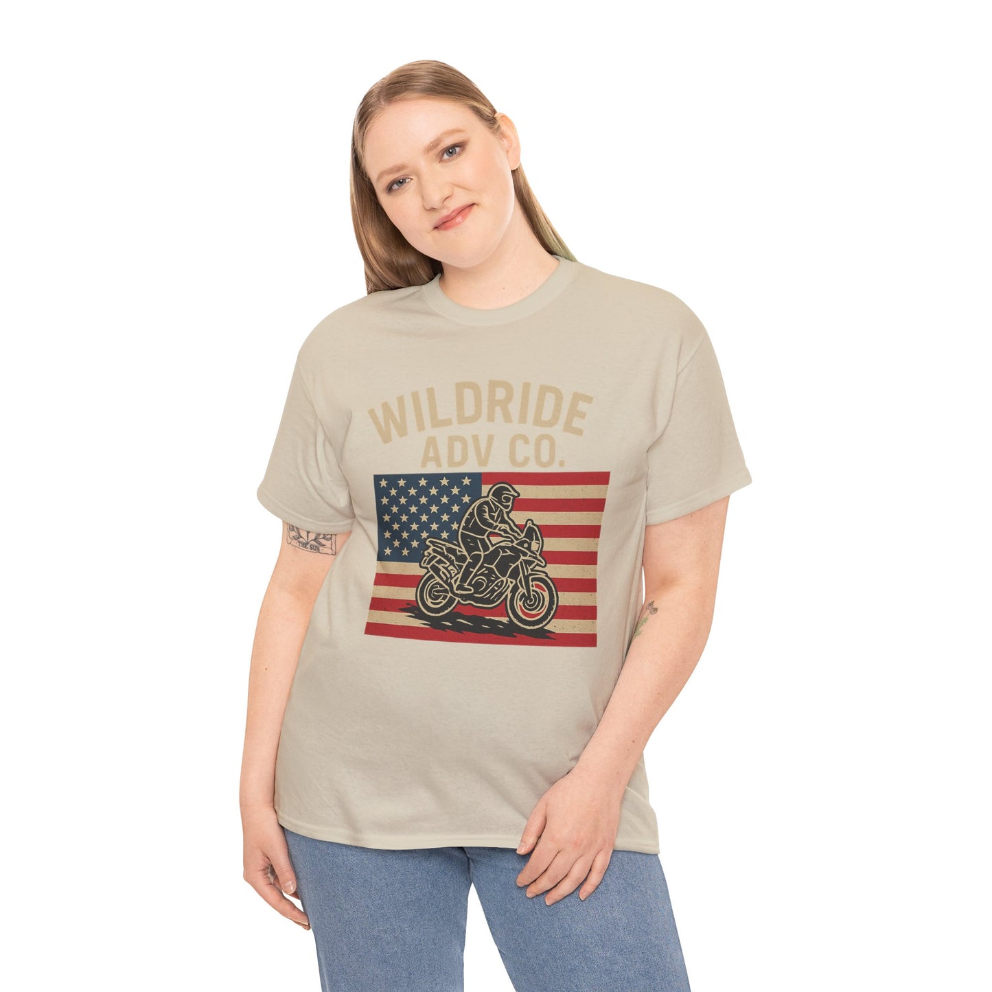 Wildride Adventure Co. Tee - Adventure Motorcycle, American Flag
