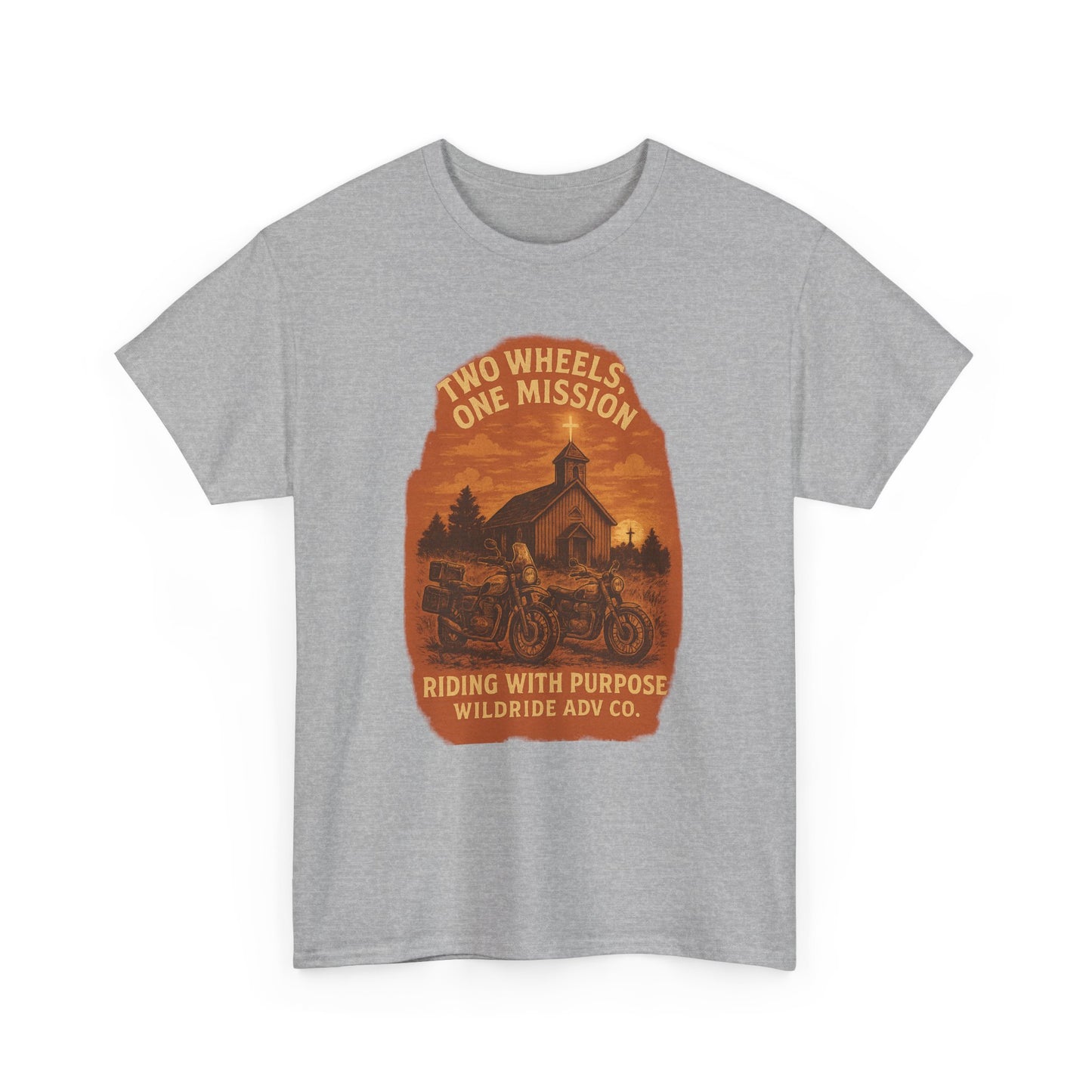 Adventure Motorcycle T-Shirt, Two Wheels One Mission Tee
