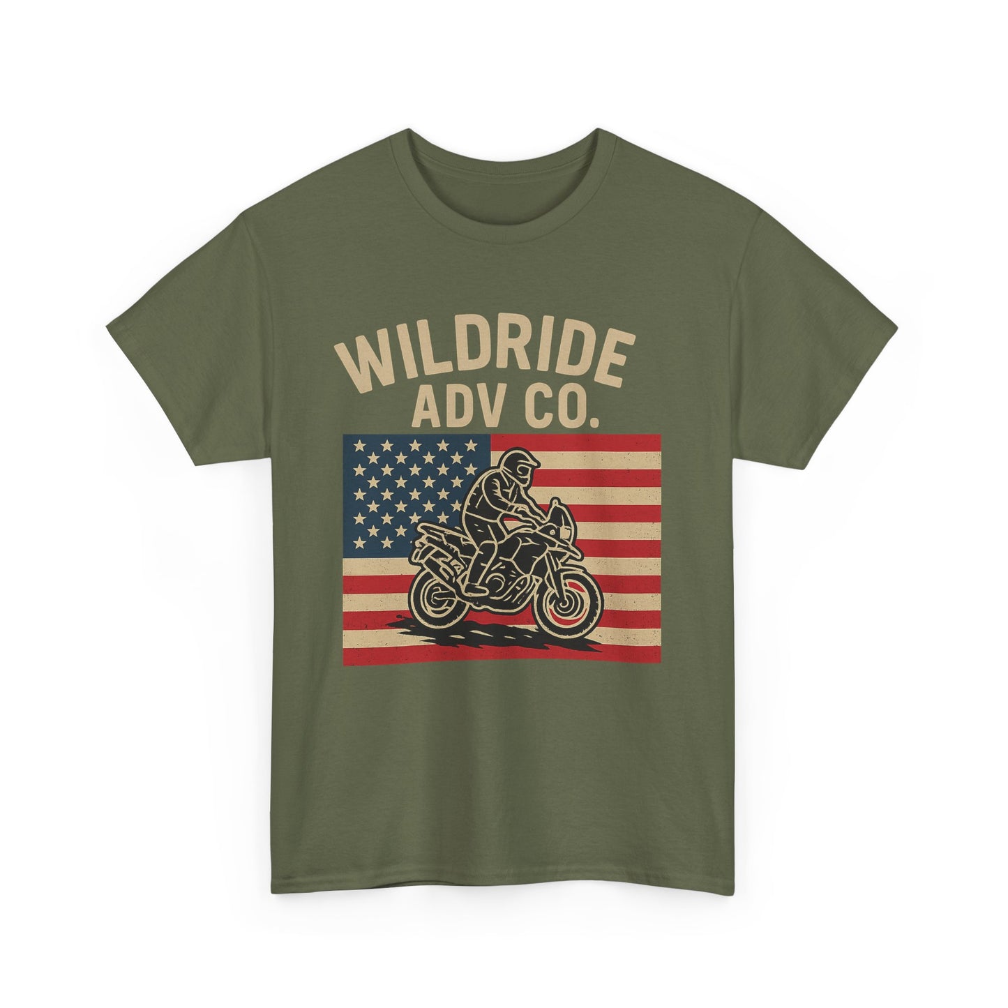Wildride Adventure Co. Tee - Adventure Motorcycle, American Flag