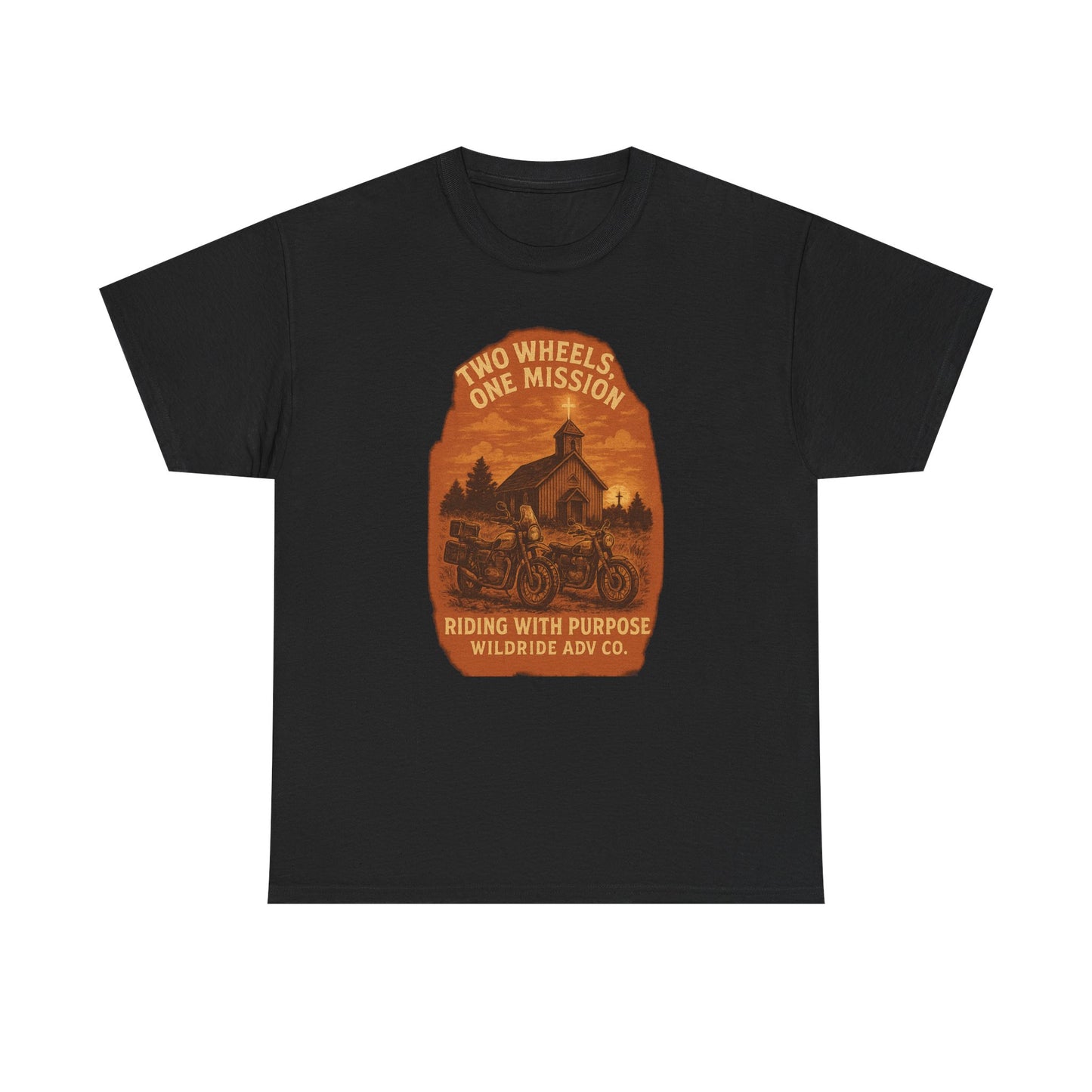 Adventure Motorcycle T-Shirt, Two Wheels One Mission Tee