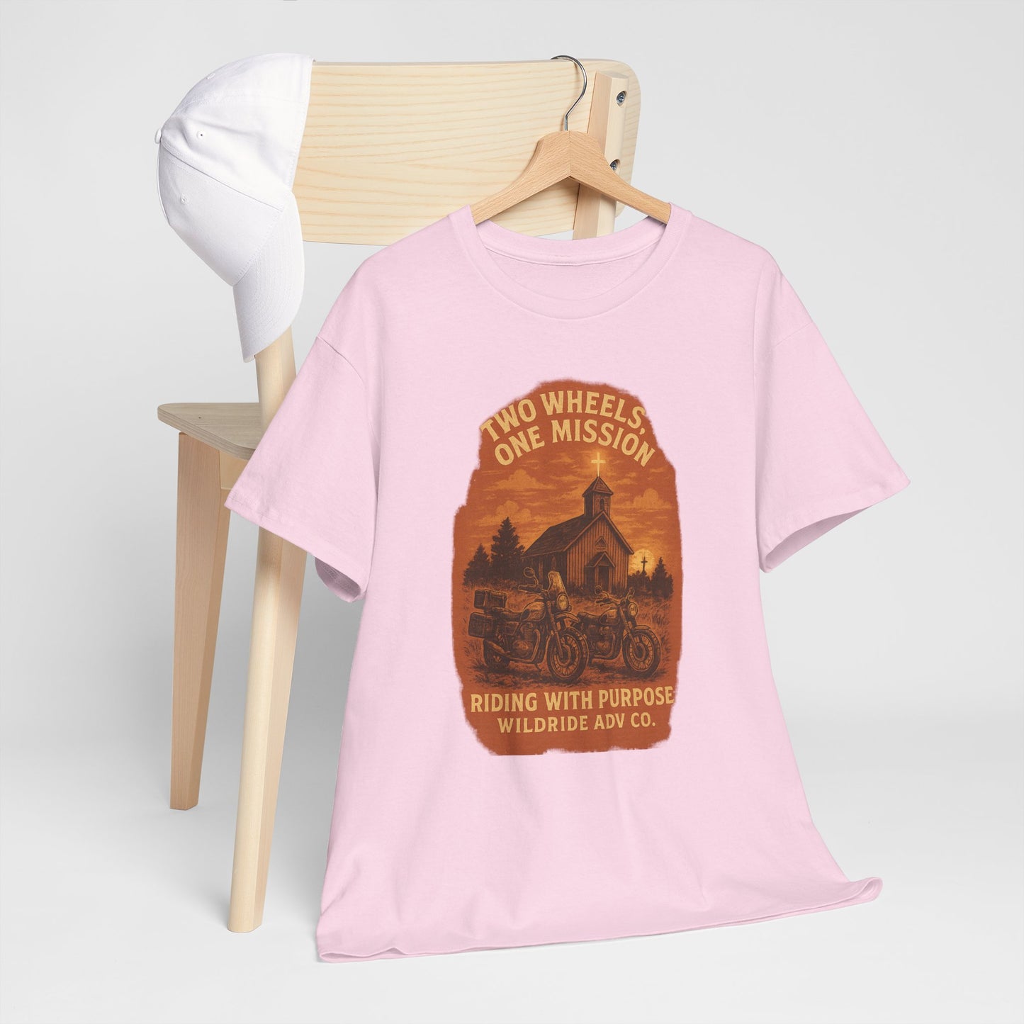 Adventure Motorcycle T-Shirt, Two Wheels One Mission Tee