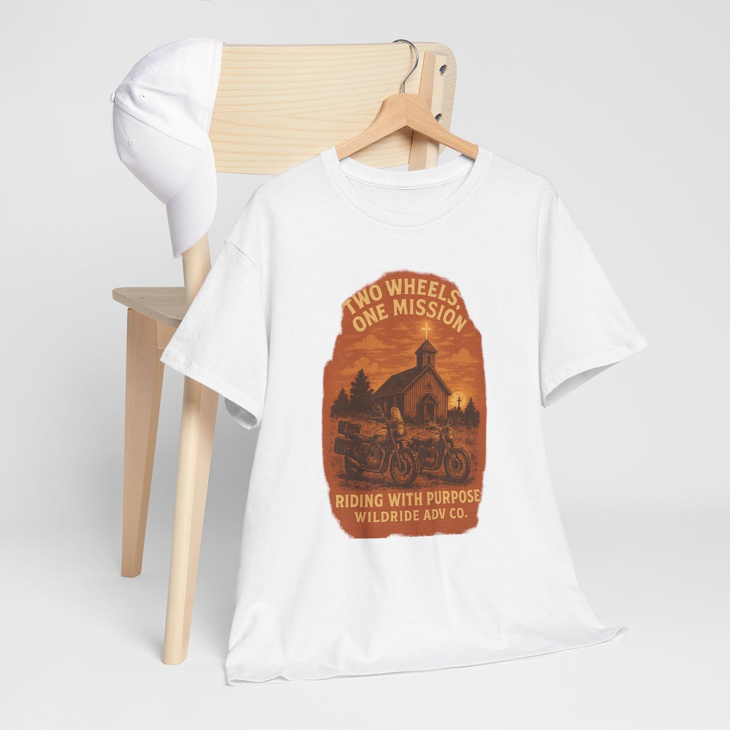Adventure Motorcycle T-Shirt, Two Wheels One Mission Tee