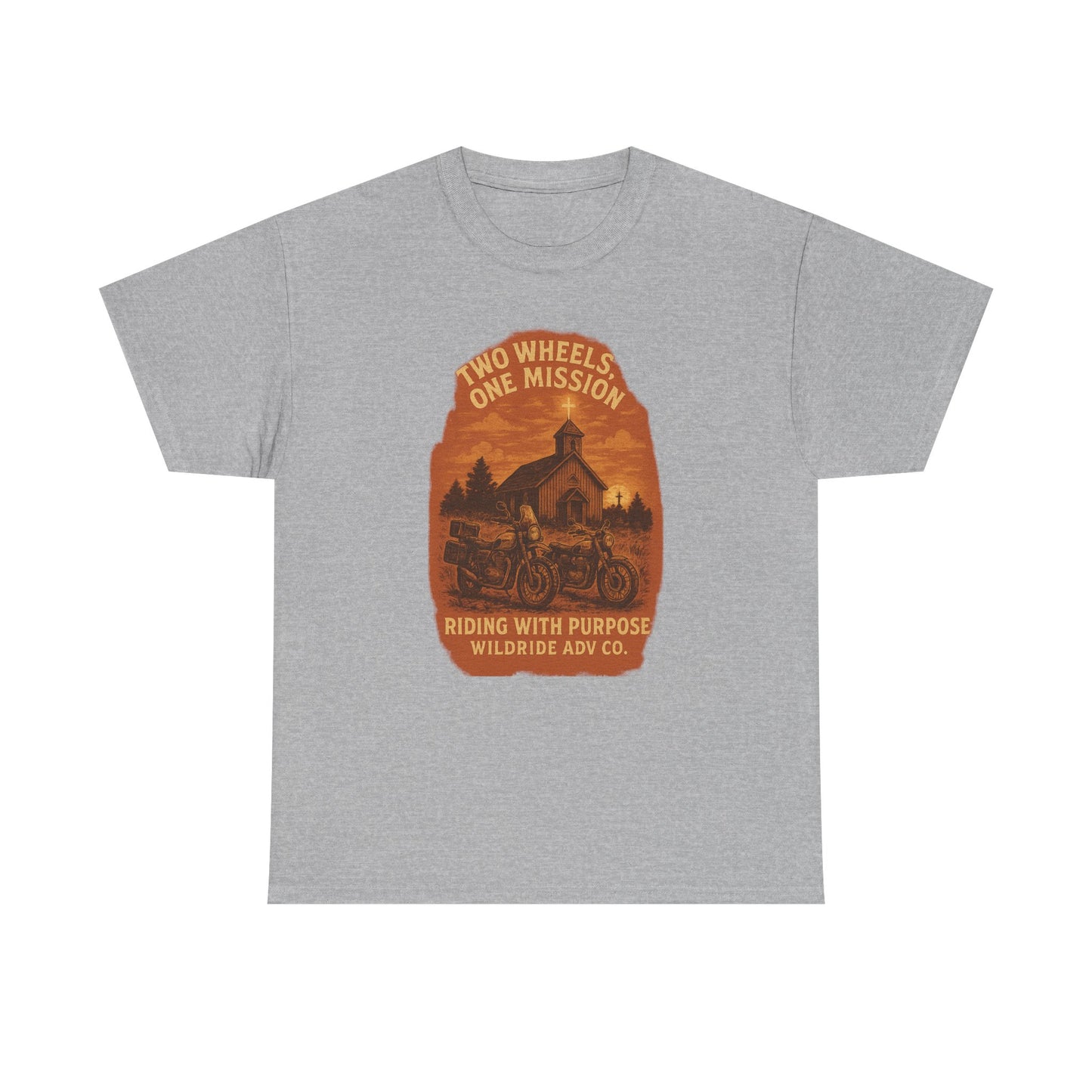 Adventure Motorcycle T-Shirt, Two Wheels One Mission Tee